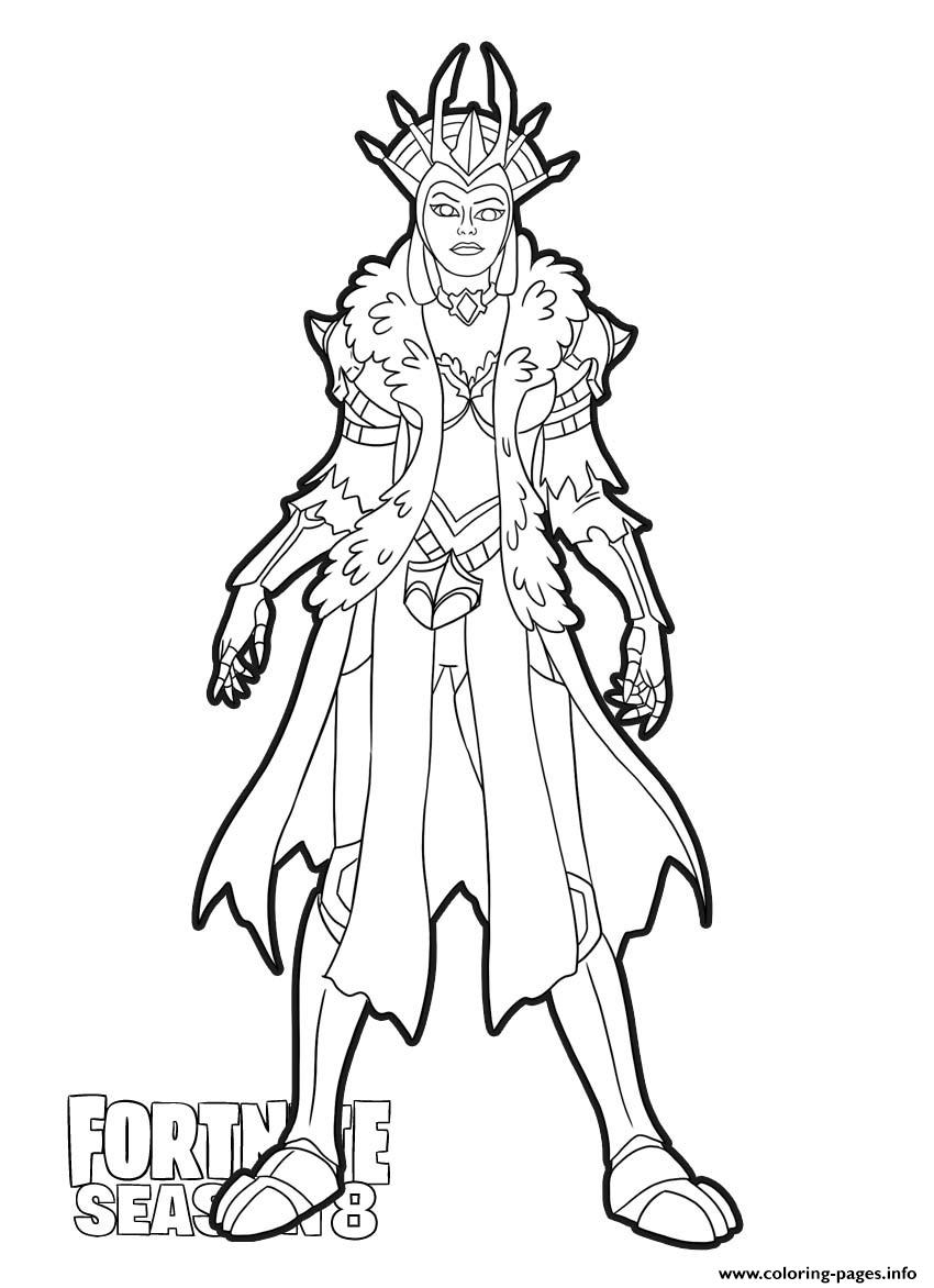 Ice Queen From Fortnite Season 8 Coloring Page Printable