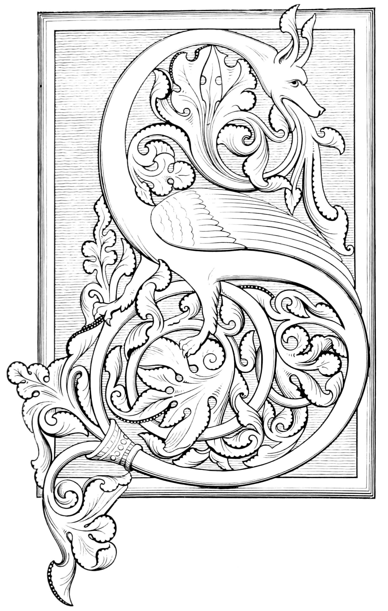 Illuminated Letters Coloring Pages Free Tripafethna