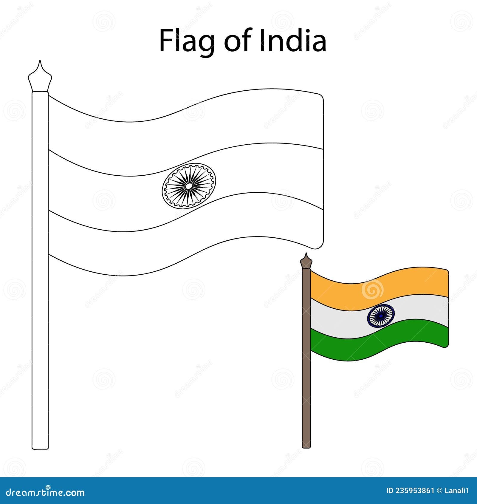 Indian Flag Printable Coloring Page