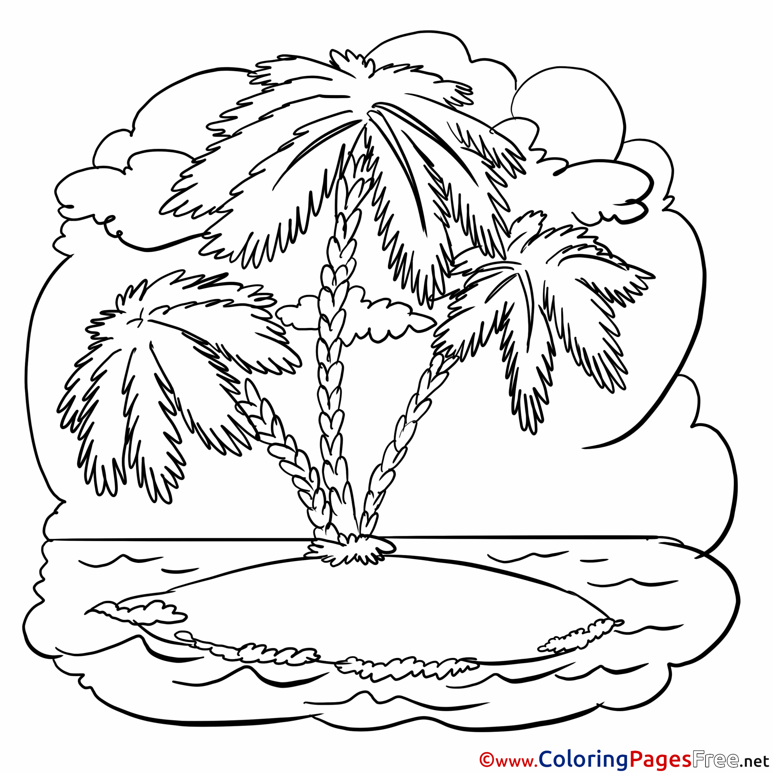 Island Palm Tree Page Coloring Pages