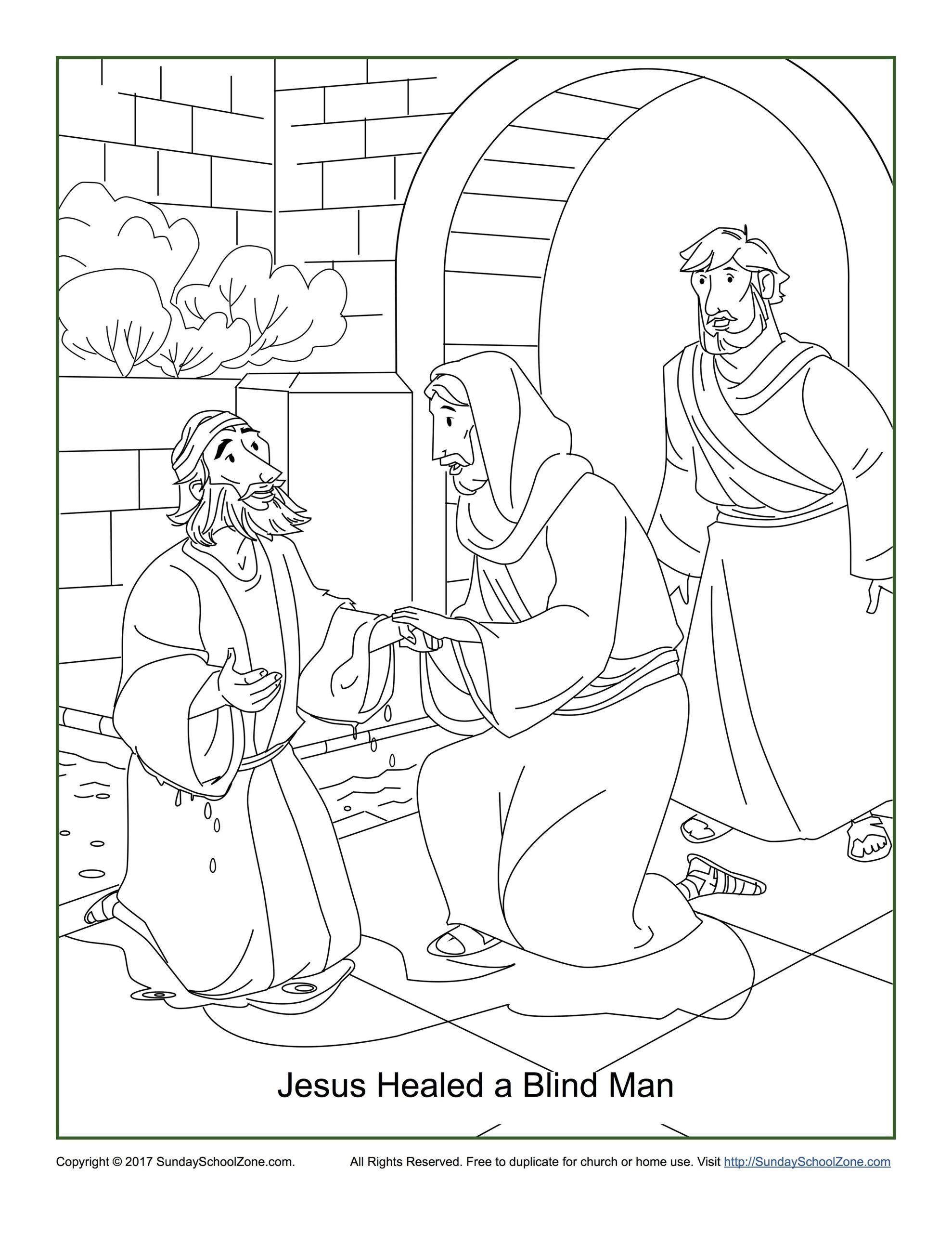 Jesus Heals The Blind Man With Mud Coloring Page Coloring Pages