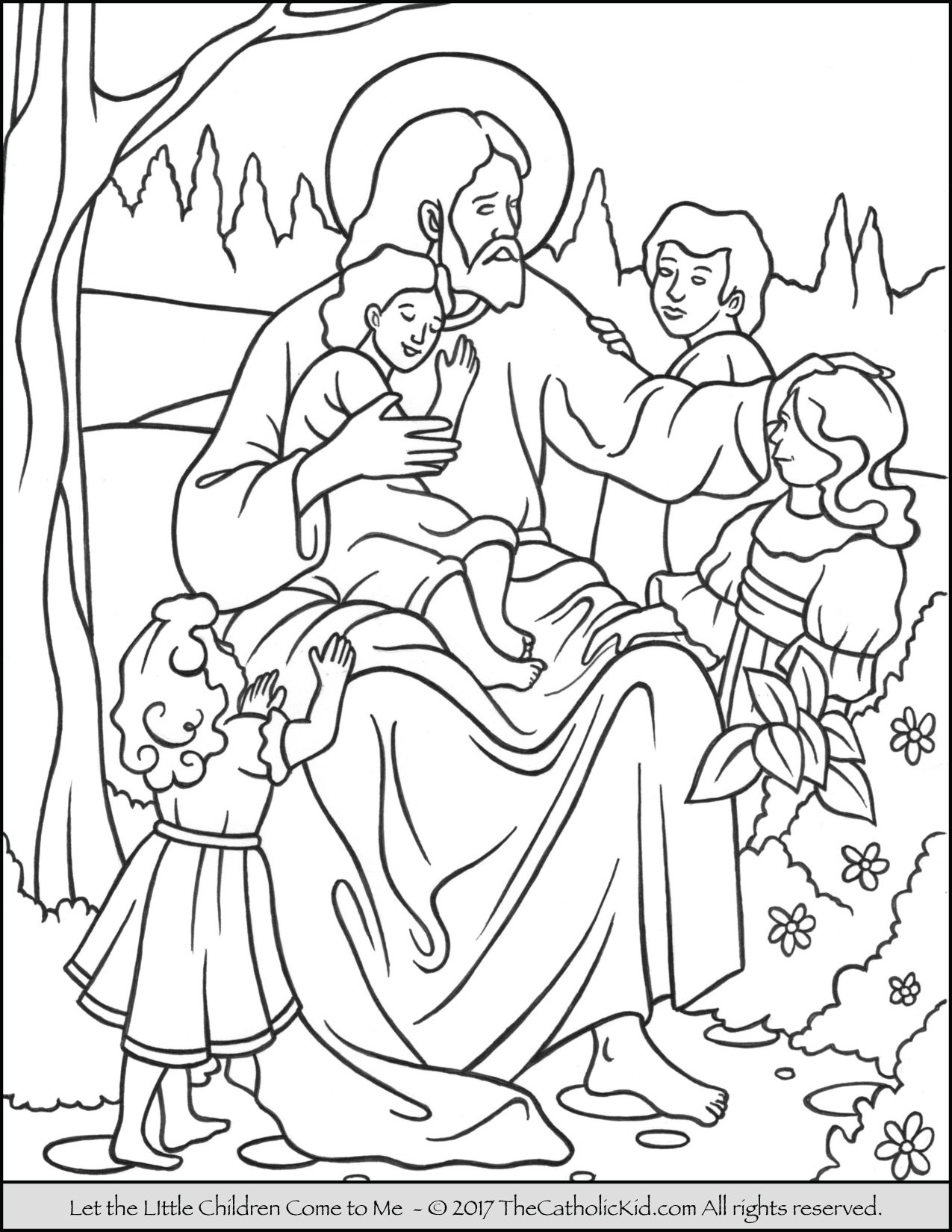 Jesus Let The Little Children Come To Me Coloring Page TheCatholicKid