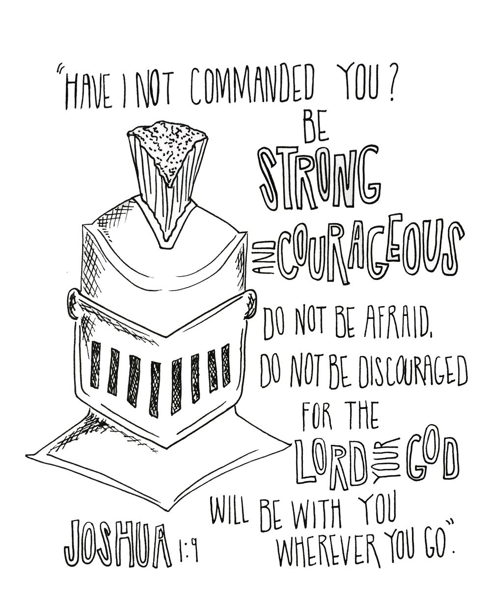 Joshua 1 9 Print Bible Coloring Pages Christian Printables Christian Coloring