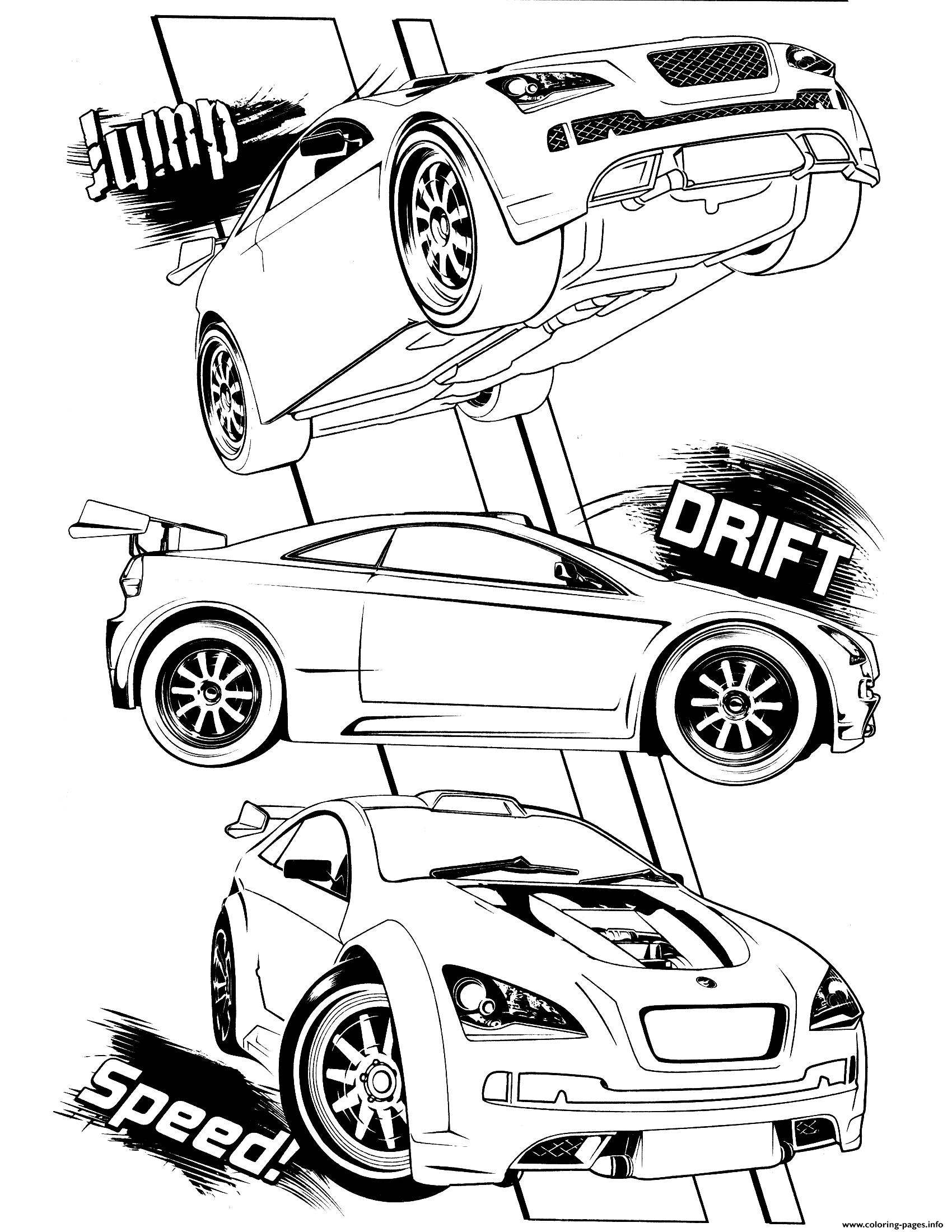 Jump Drift Speed With Hotwheels Car Coloring Page Printable