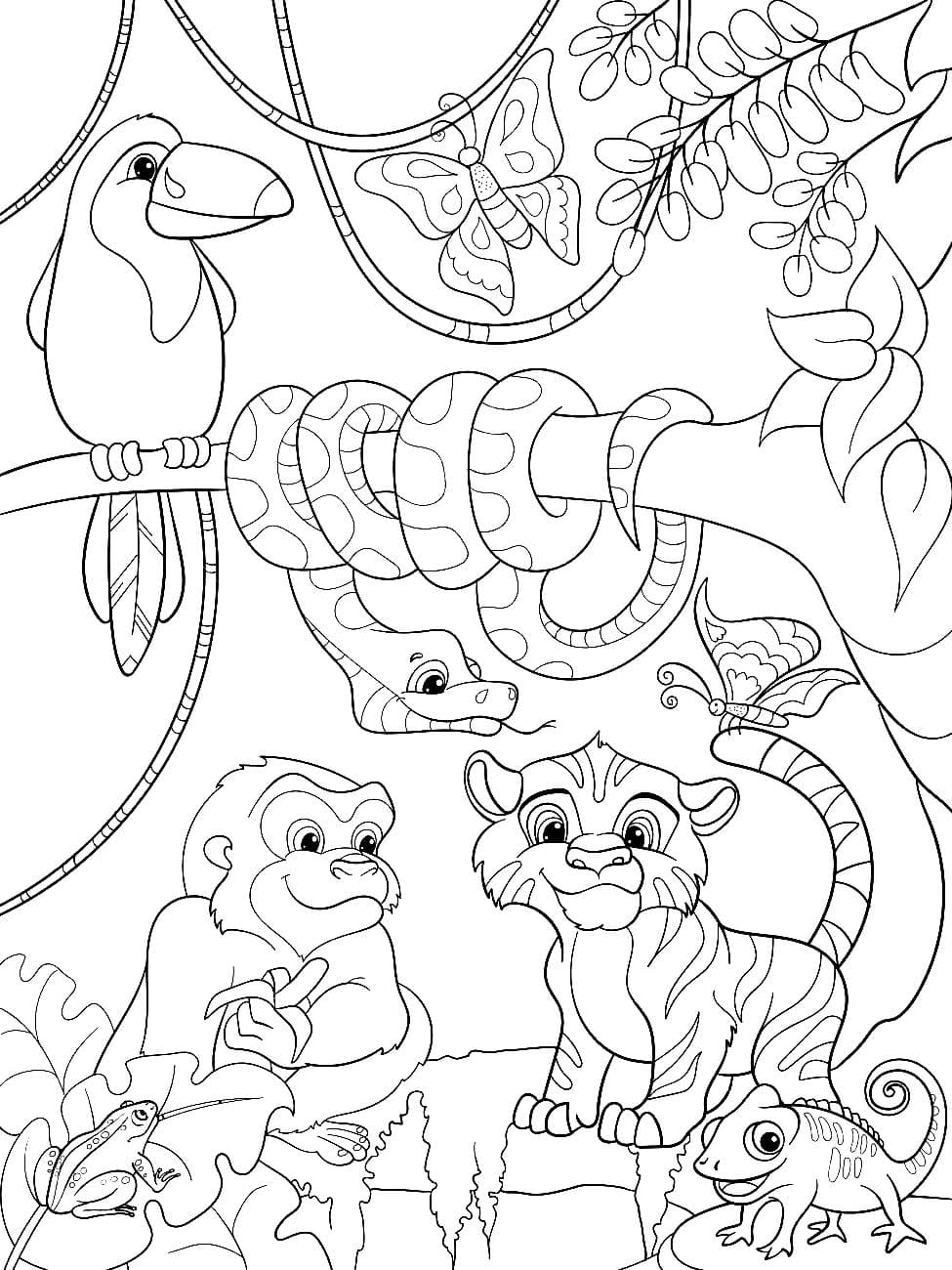 Jungle Animals Coloring Pages Printable Coloring Pages