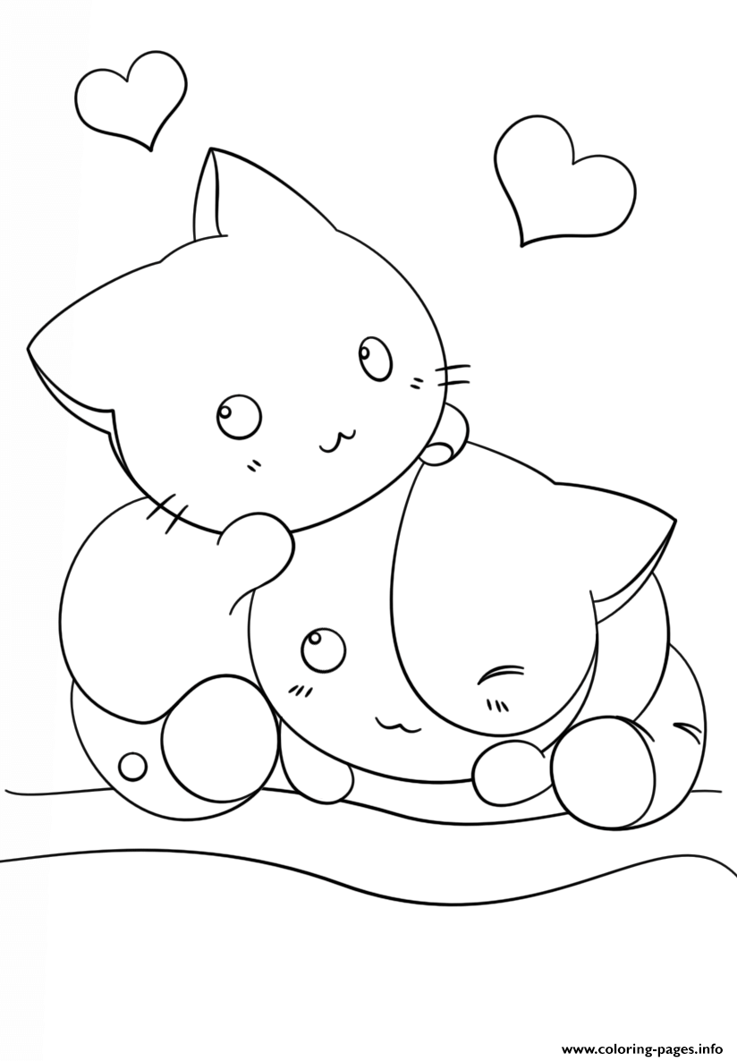 Kawaii Cat Coloring Pages Printable