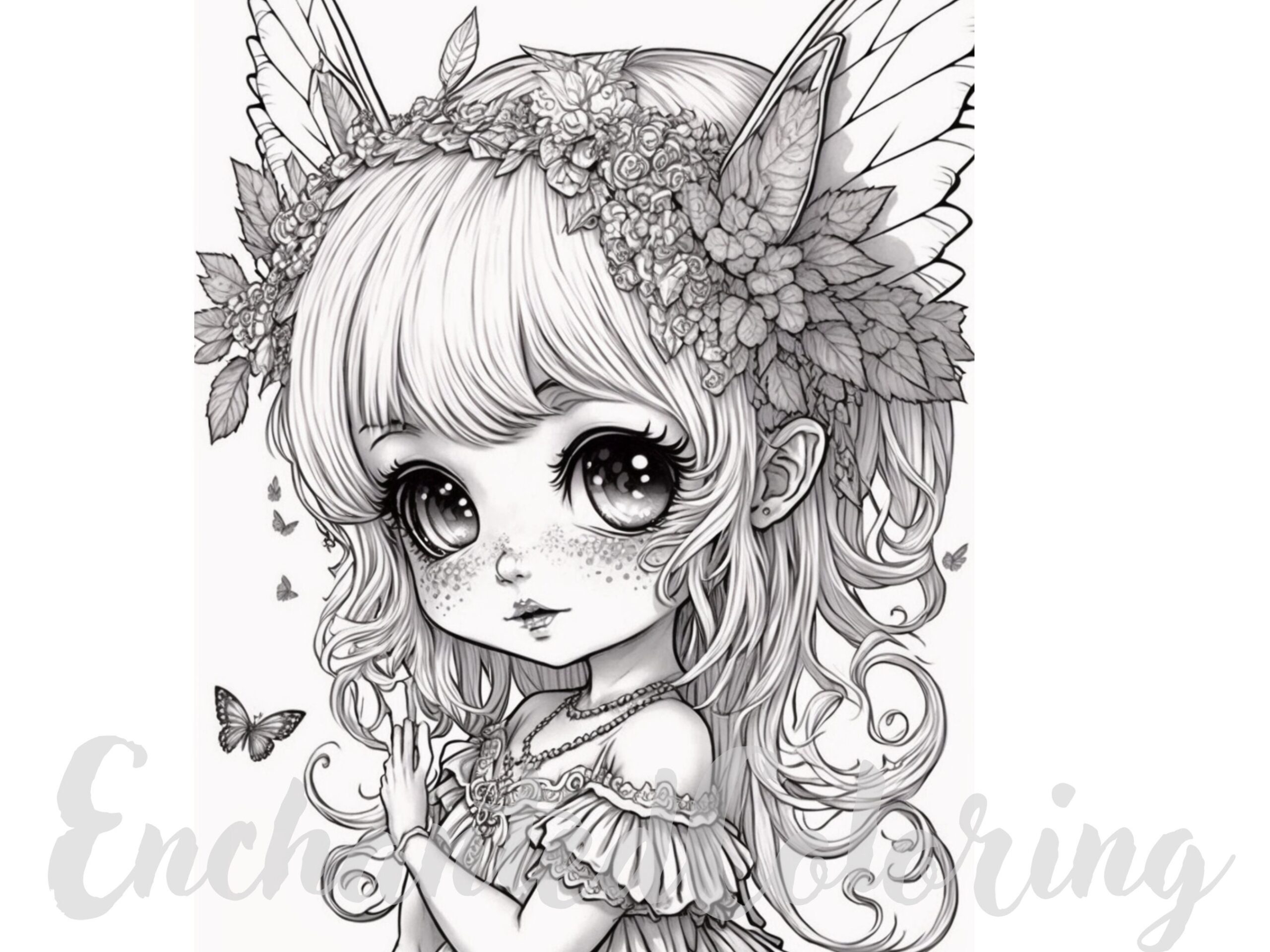 Kawaii Chibi Fairy Coloring Page Printable Adult Coloring Etsy Canada