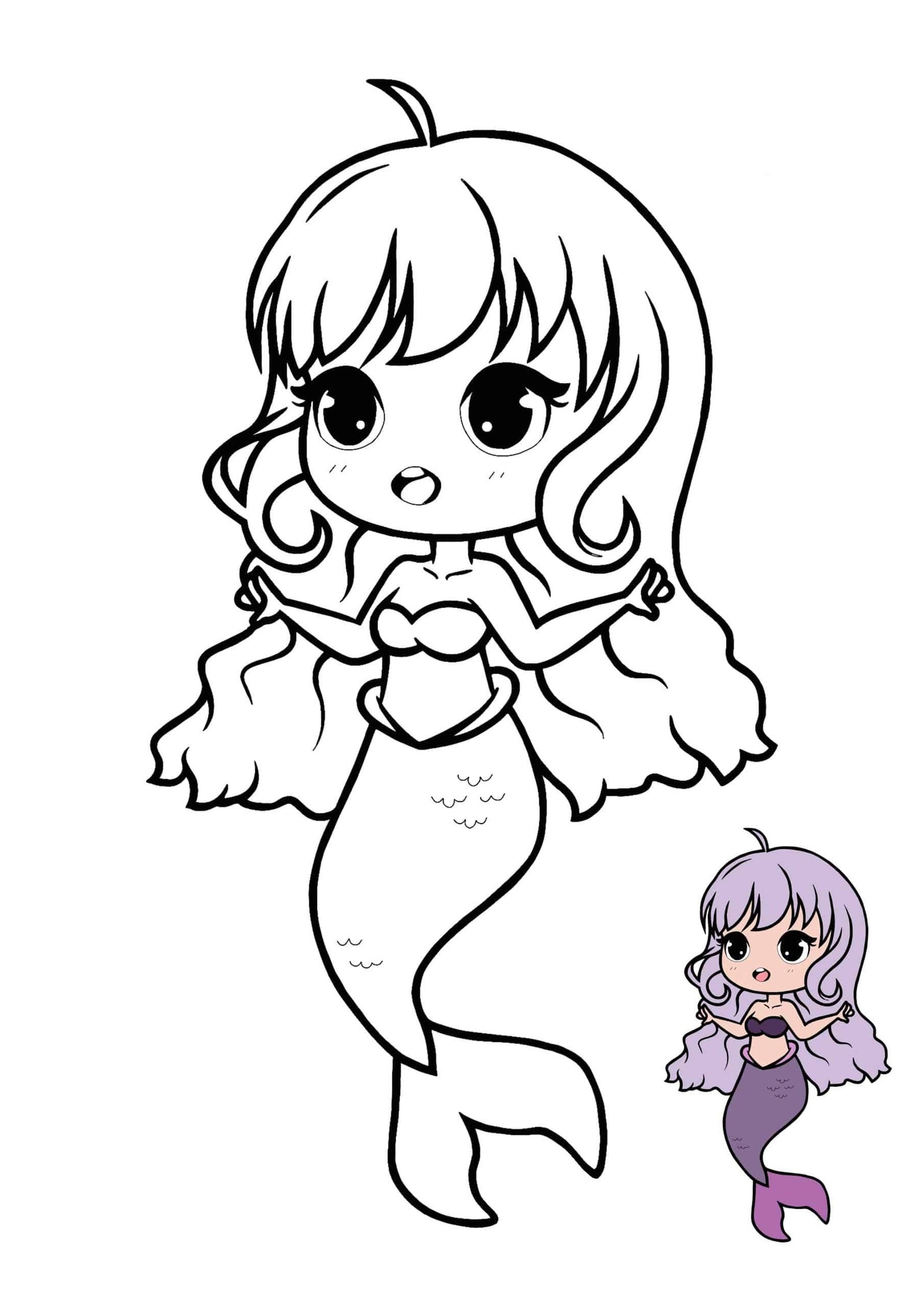 Kawaii Mermaid Coloring Pages 2 Free Printable Coloring Sheets 2021
