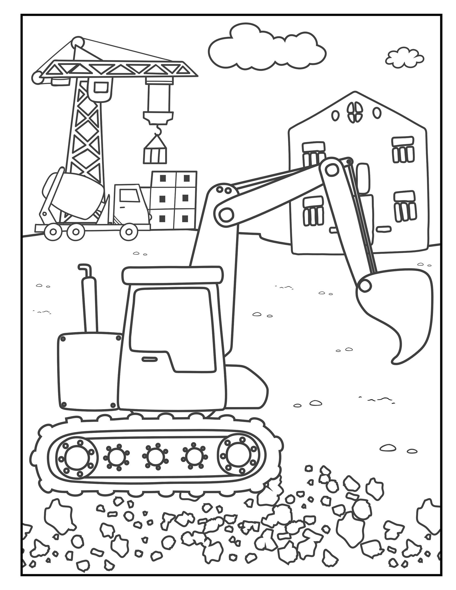 Kids Construction Coloring Pages 40 Pages Etsy
