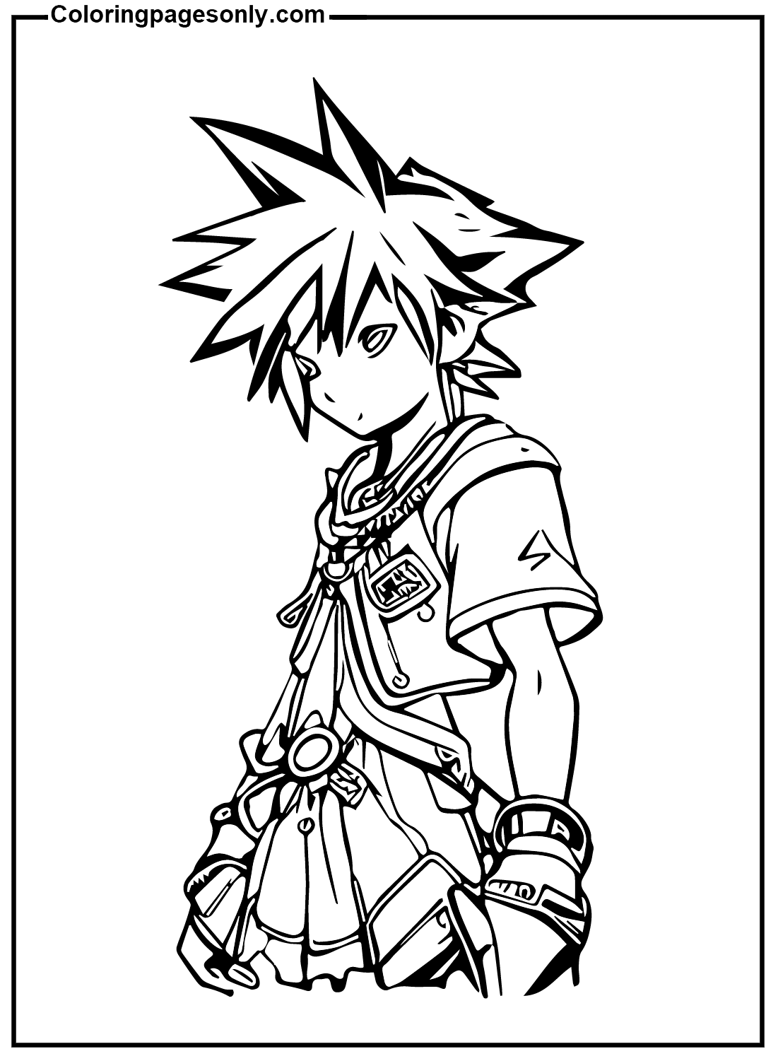 Kingdom Hearts Sora Coloring Page Free Printable Coloring Pages