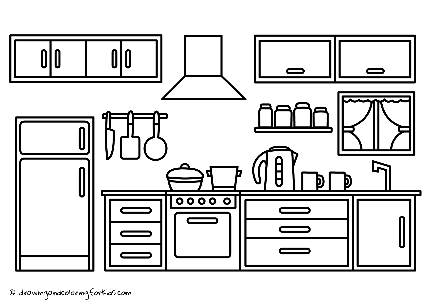 Kitchen Coloring Pages For Toddlers Thekidsworksheet