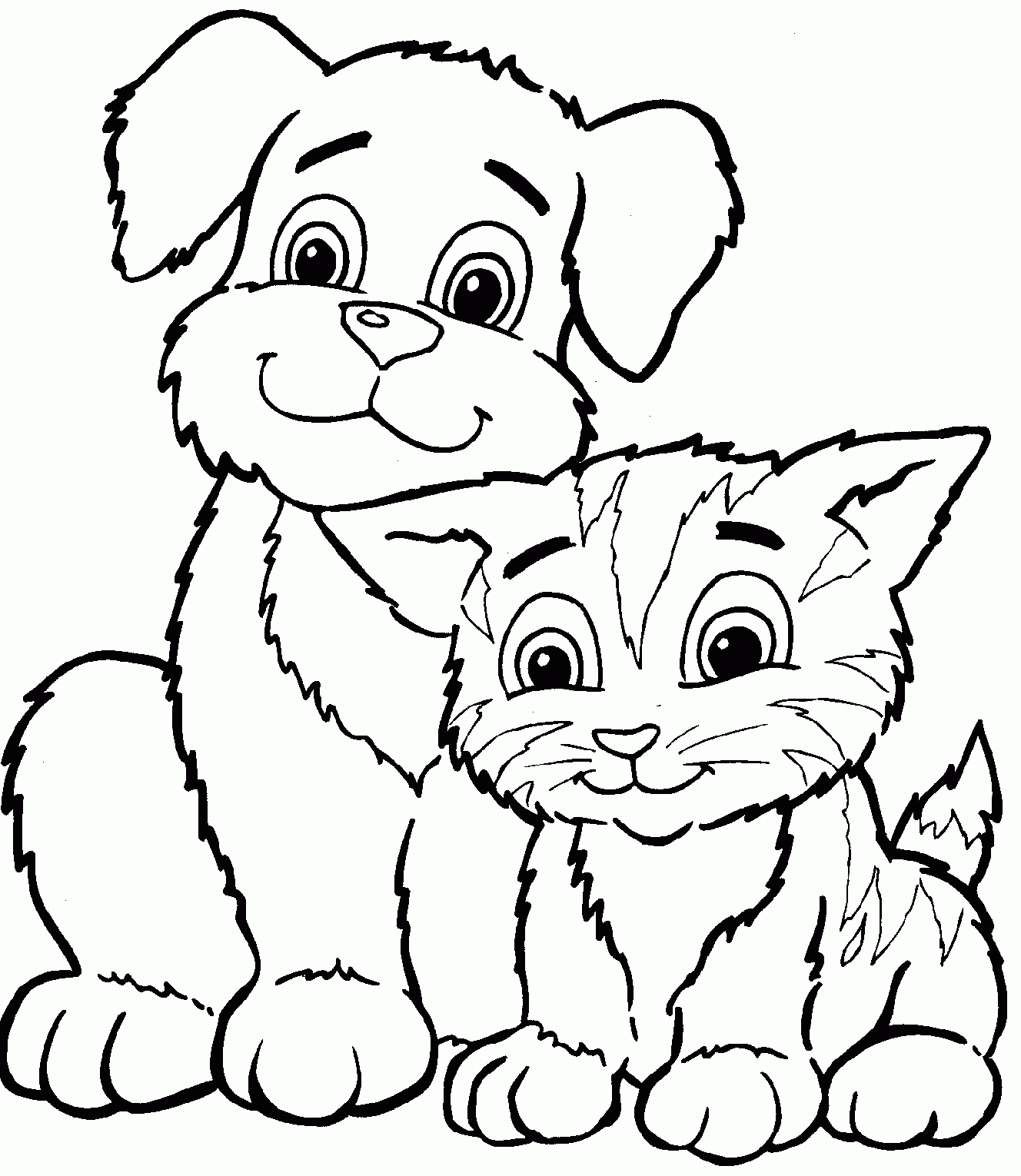 Kitten And Puppy Coloring Pages To Print Coloring Home