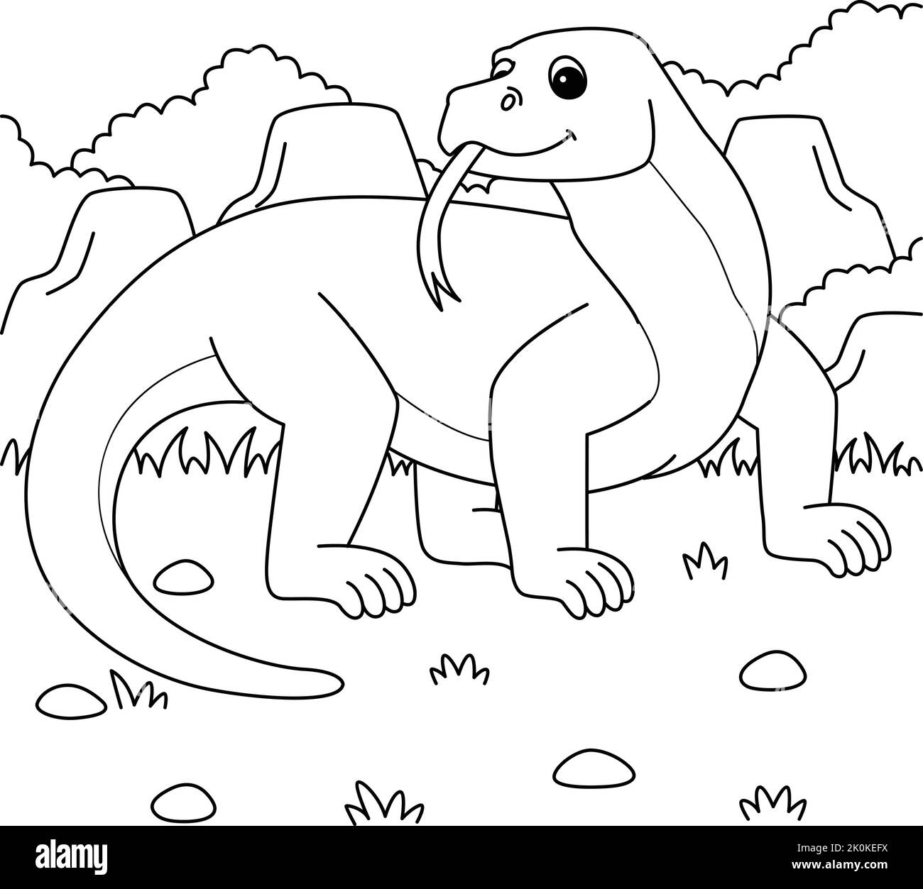 Komodo Dragon Animal Coloring Page For Kids Stock Vector Image Art Alamy