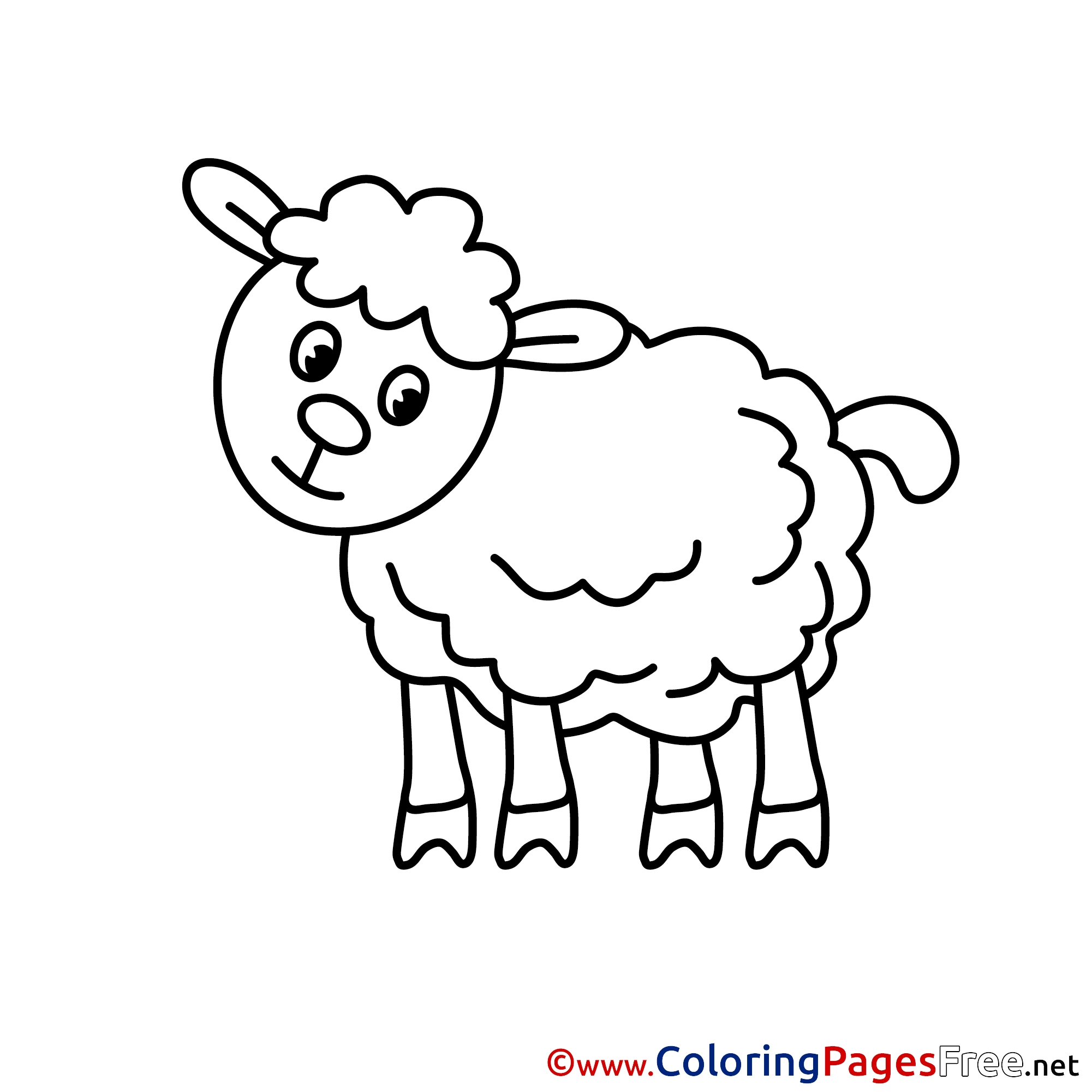 Lamb Children Download Colouring Page