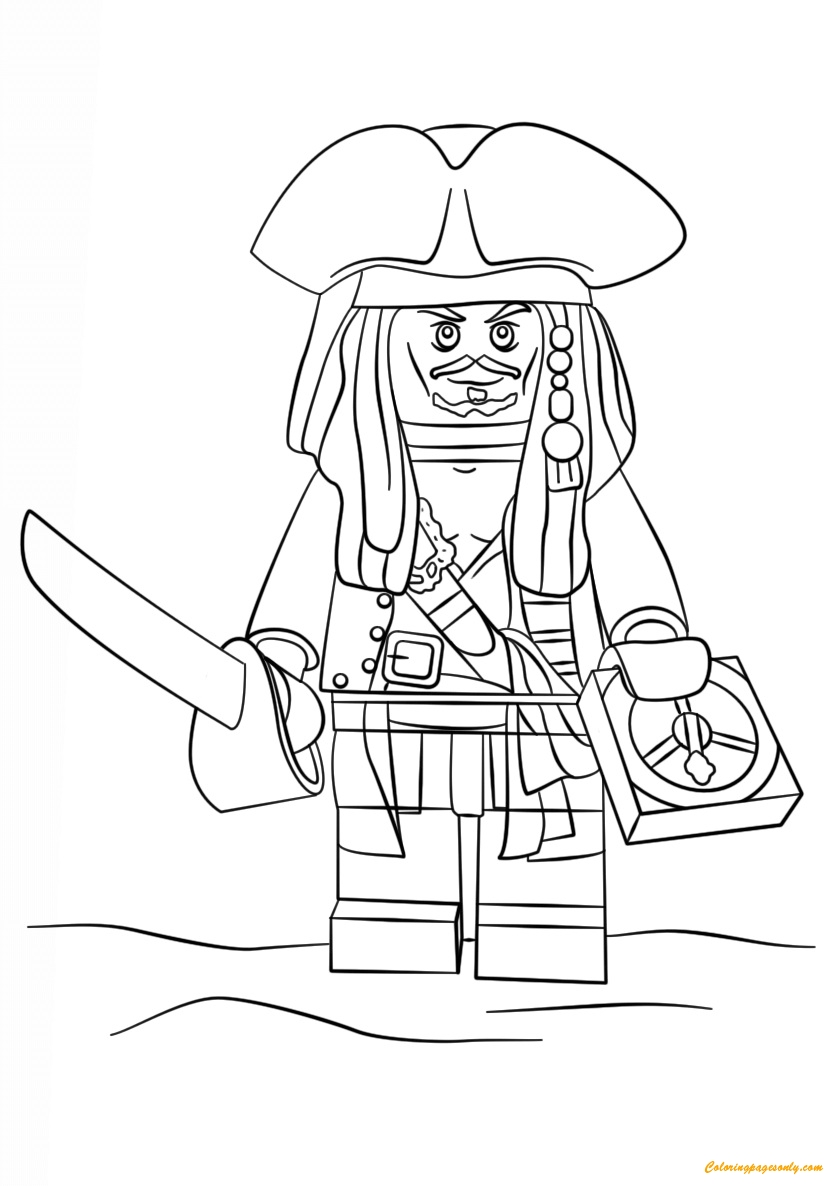 Lego Pirate Captain Jack Sparrow Coloring Page Free Printable Coloring Pages
