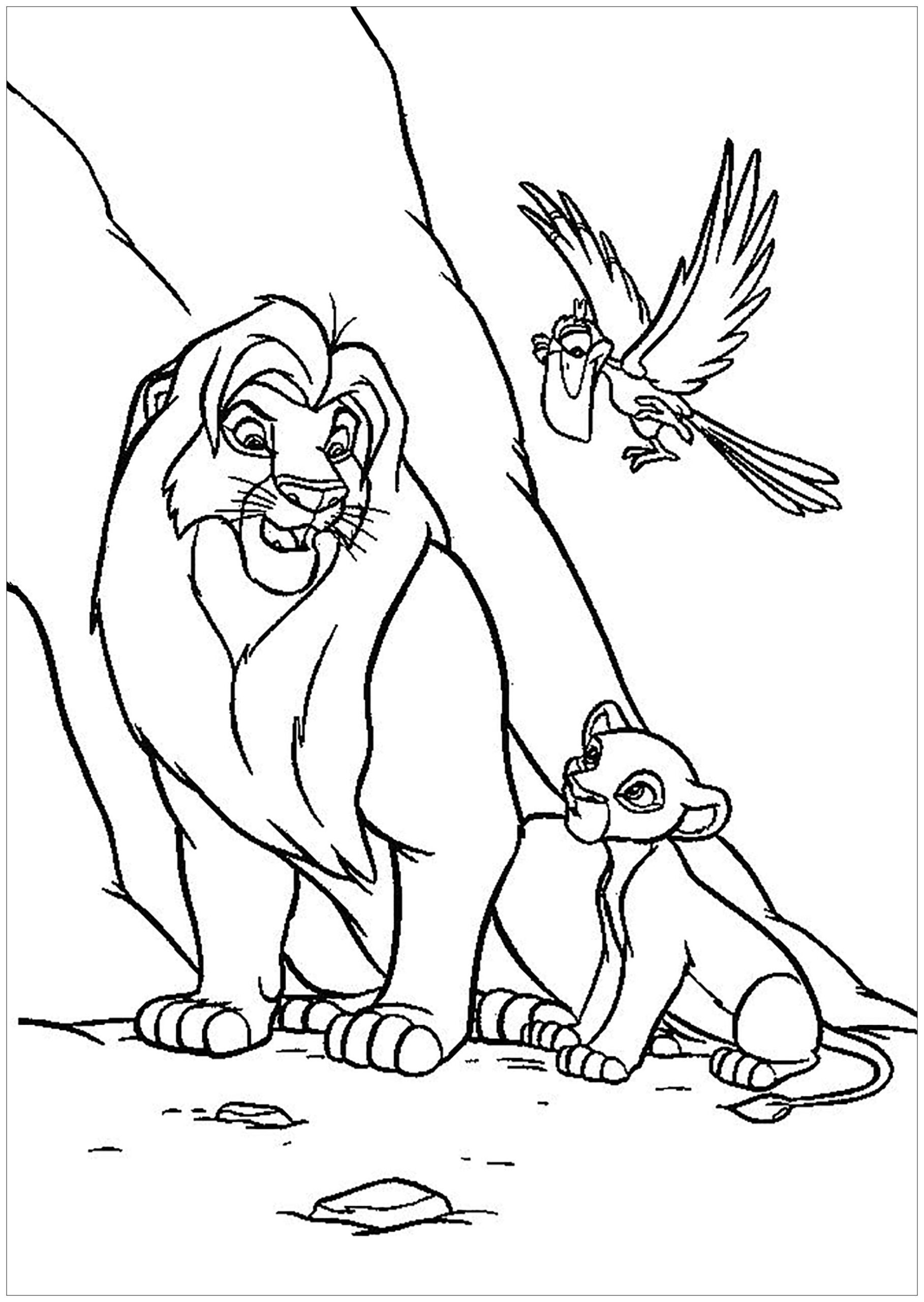 Lion King Coloring Page With Mufasa Simba And Zazu The Lion King Coloring Pages For Kids