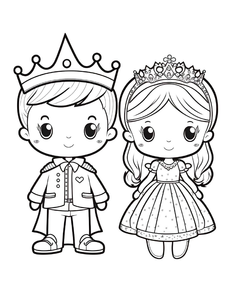 Little Prince And Princess Coloring Page Download Printable PDF Templateroller