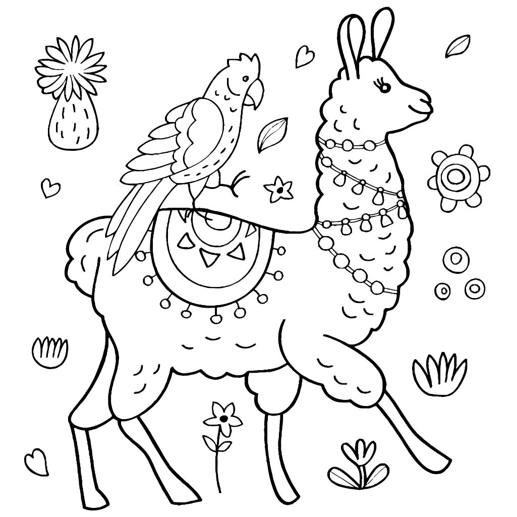 Llamas Coloring Pages For Adults And Kids Printable