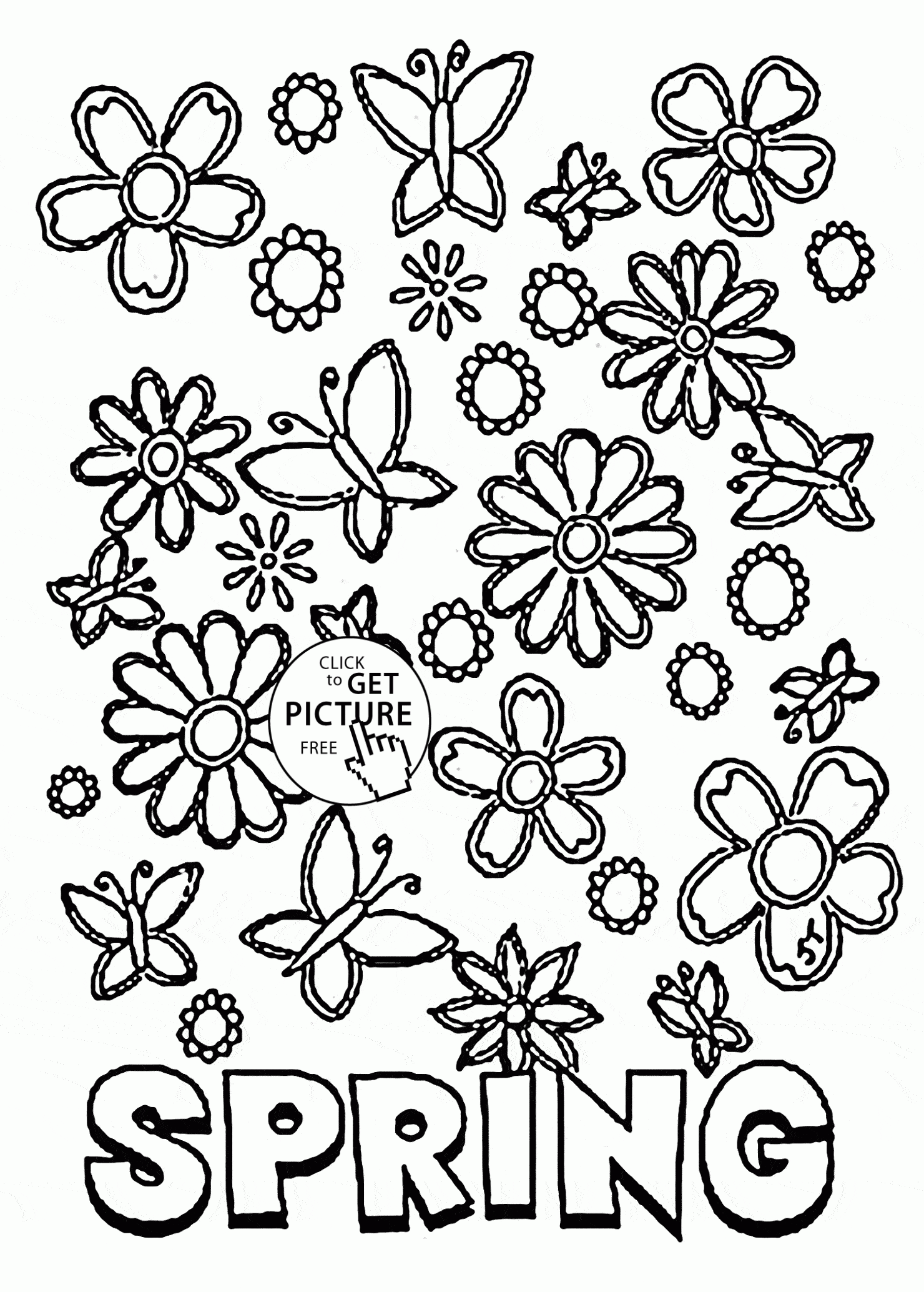 Many Spring Flowers Coloring Page For Kids Seasons Coloring Pages Printables Free Wuppsy