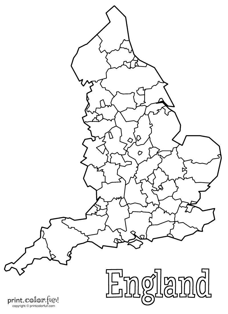 Map Of England Coloring Page Print Color Fun