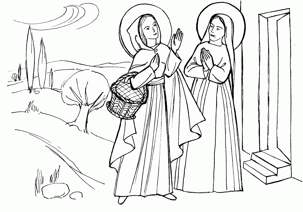 Mary Visits Elizabeth Coloring Pages Coloring Pages