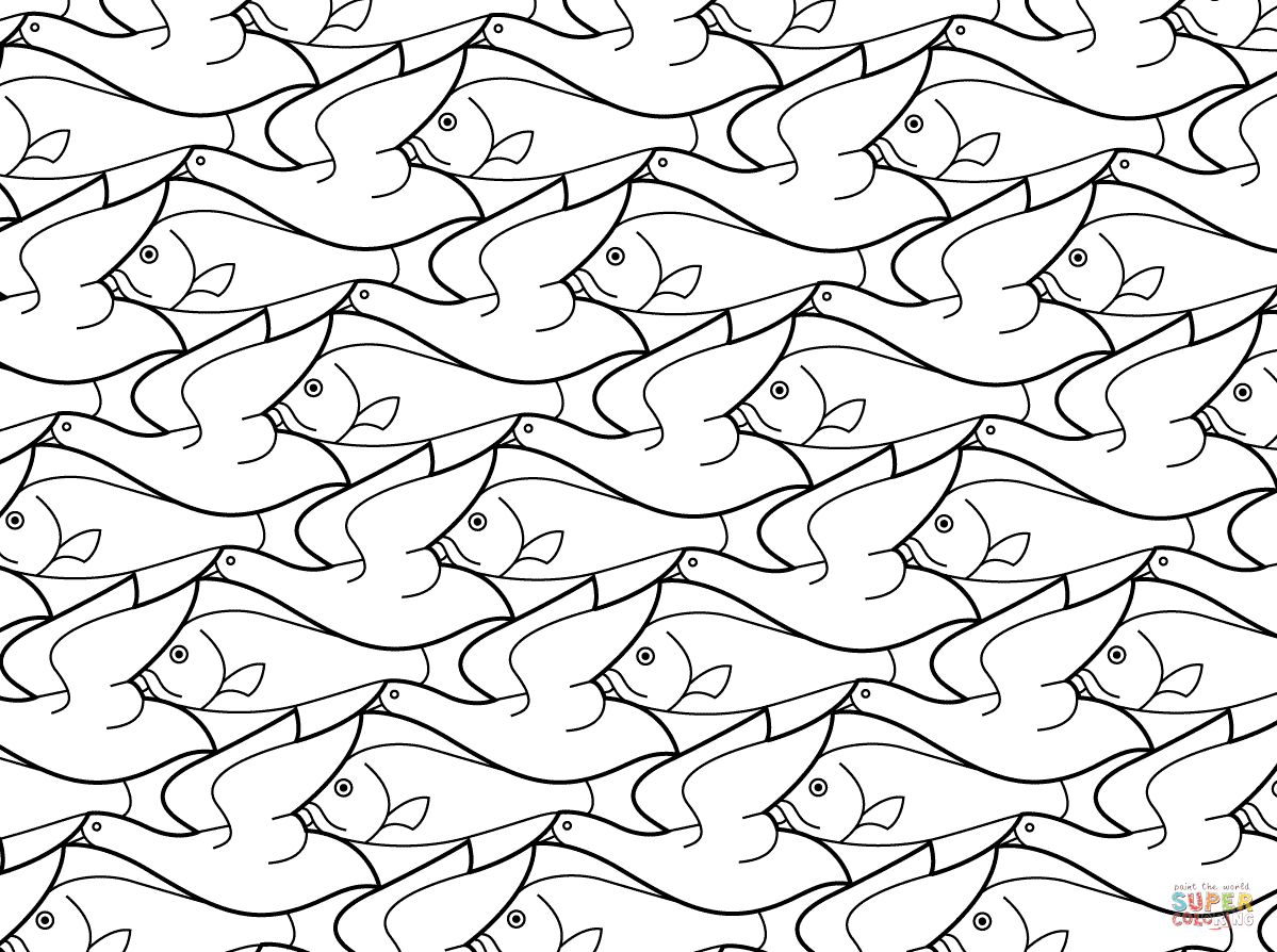 Mc Escher Coloring Pages Coloring Home