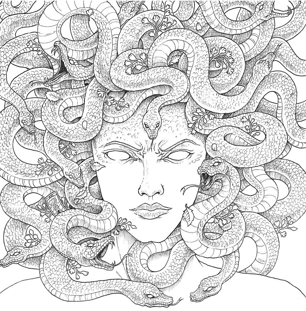Medusa Tattoo Coloring Book Pages Coloring Pages