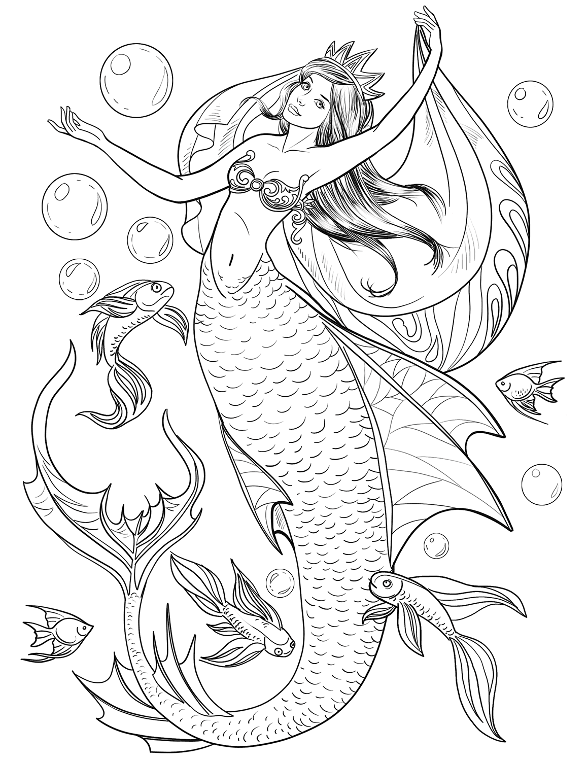 Mermaid Coloring Pages For Adults Best Coloring Pages For Kids