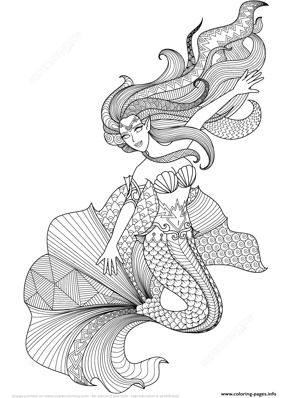 Adult Coloring Pages Printable Mermad