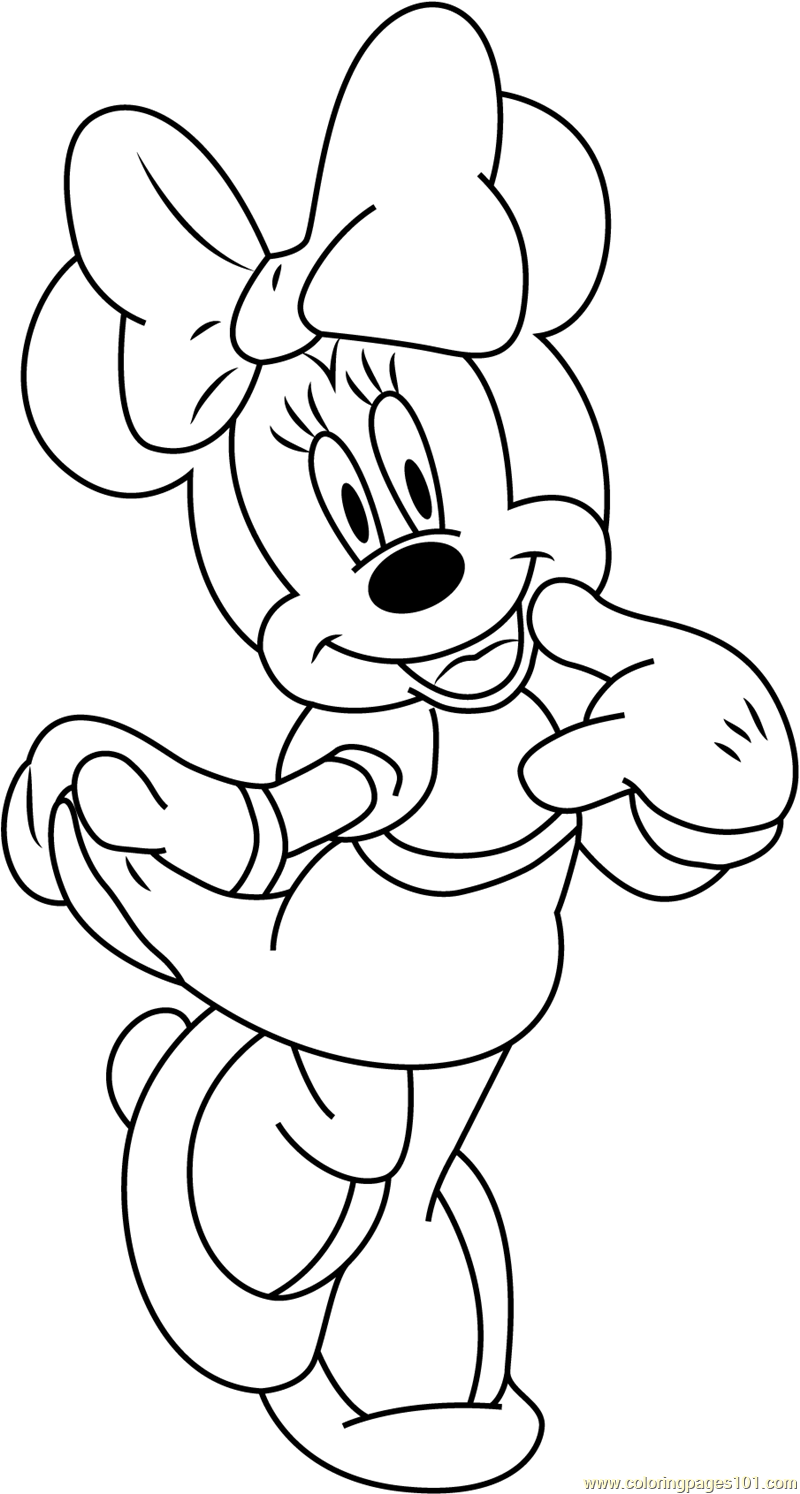 Minnie Mouse Smiling Coloring Page Free Minnie Mouse Coloring Pages ColoringPages101