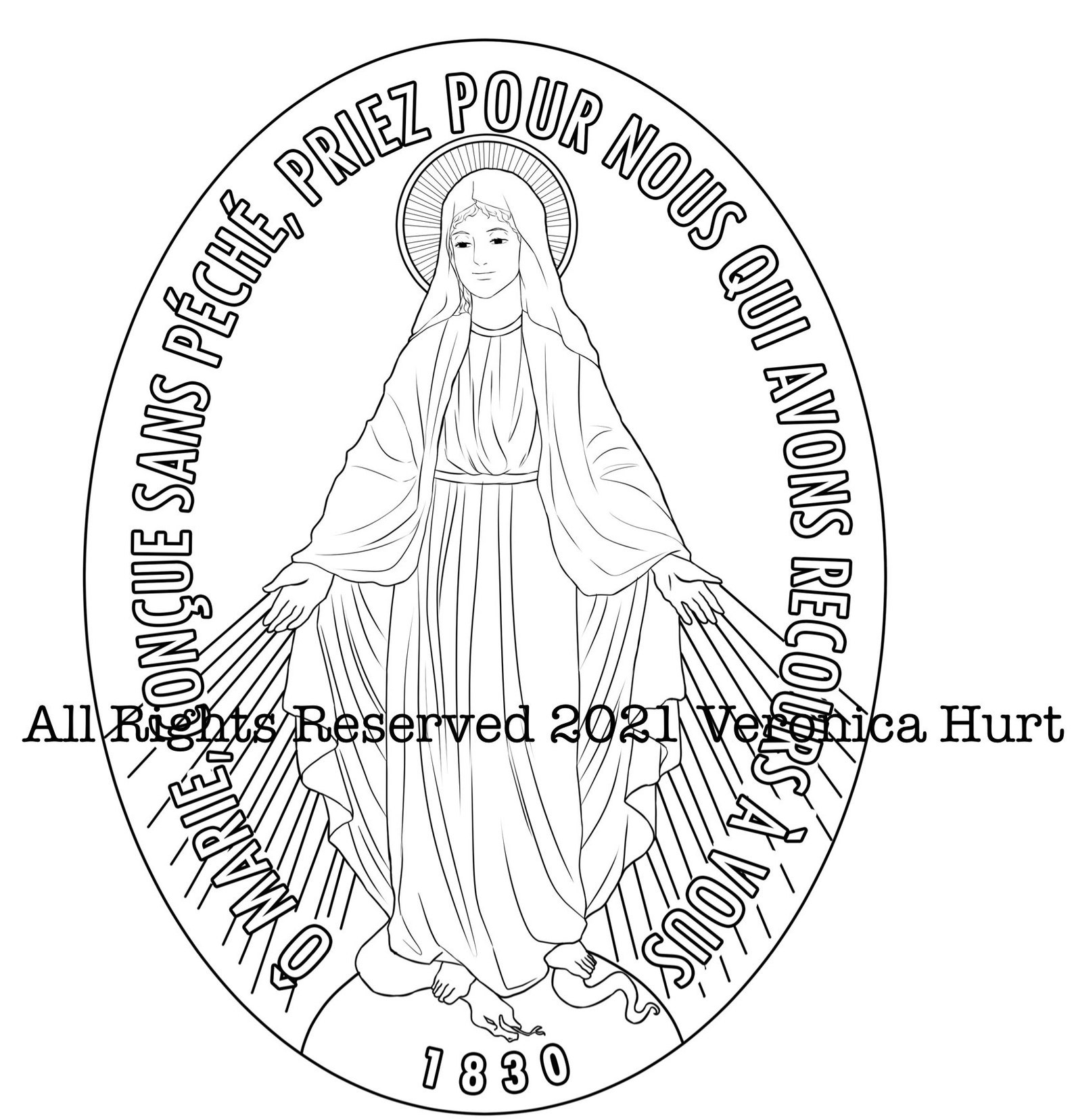 Miraculous Medal Coloring Page Sketch Coloring Page