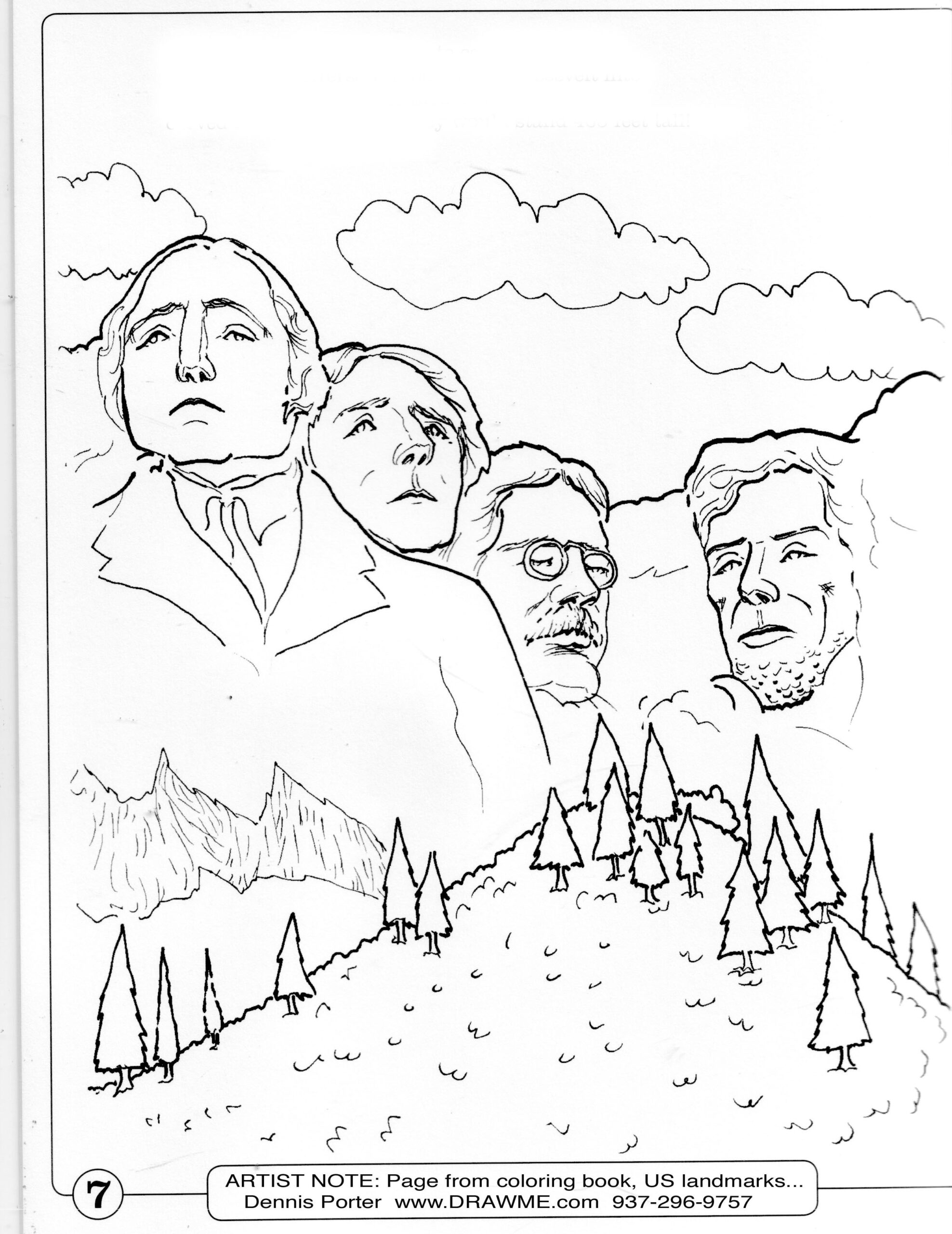 Mount Rushmore Coloring Page Sketch Coloring Page