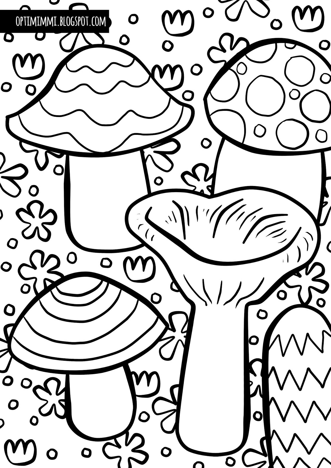 Mushrooms A Coloring Page Sienet V Rityskuva