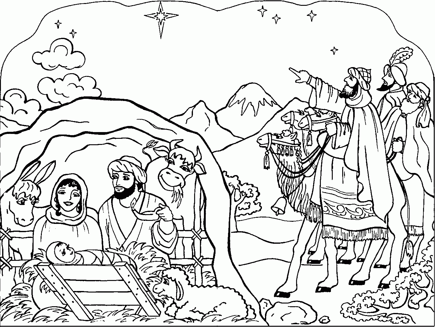 Nativity Scene Coloring Page For Preschoolers Coloring Pages