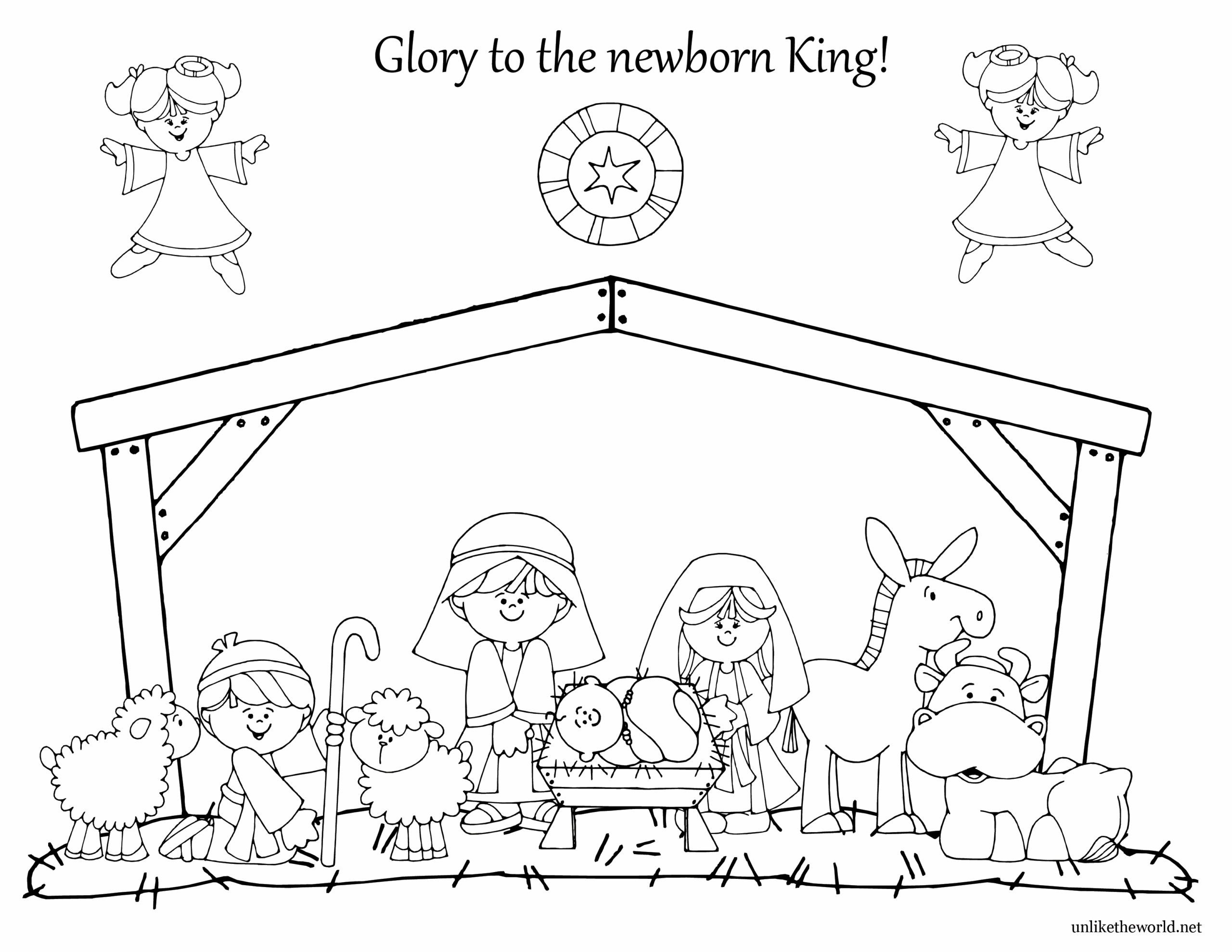 Nativity Scene Coloring Page For Preschoolers Coloring Pages