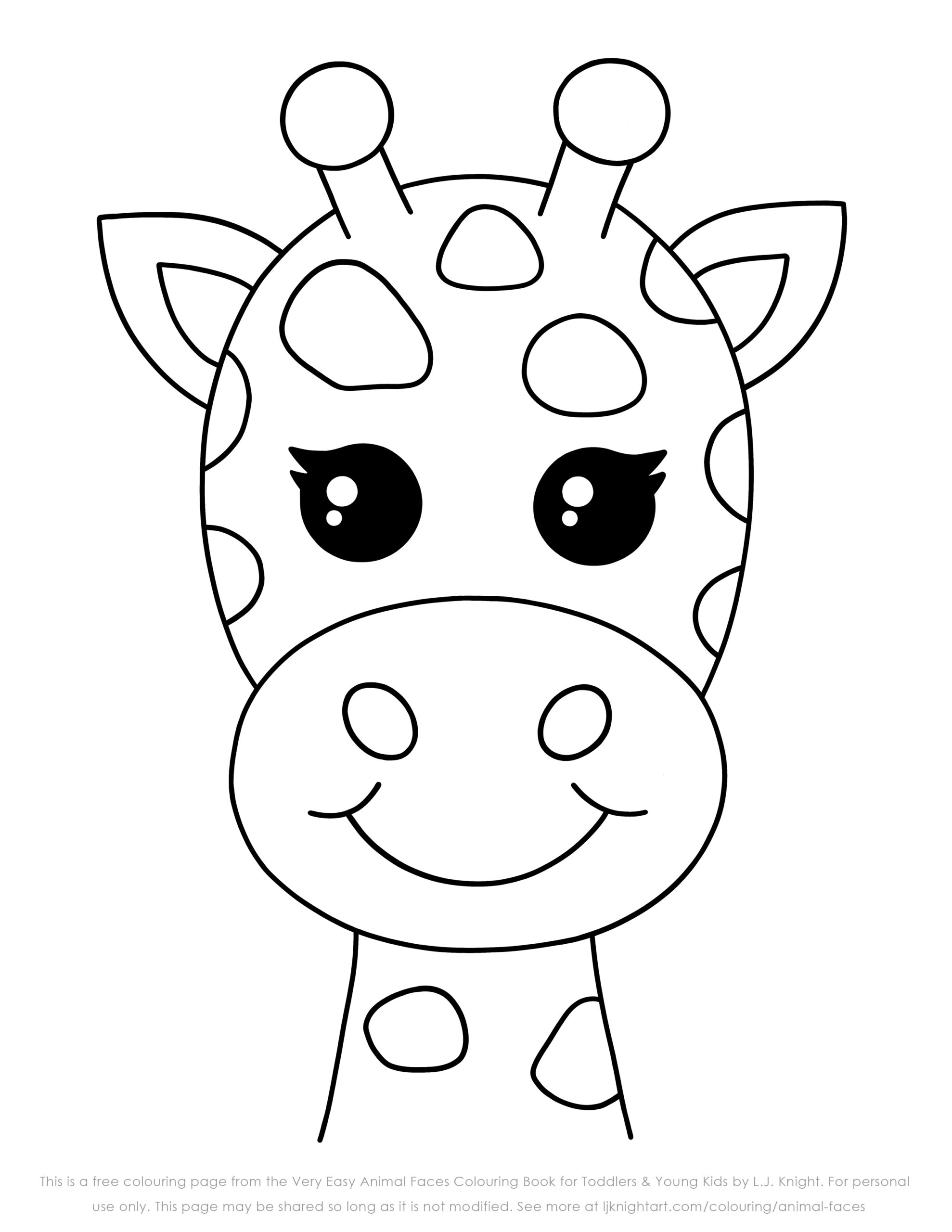 New Very Easy Animal Faces Colouring Book L J Knight Art