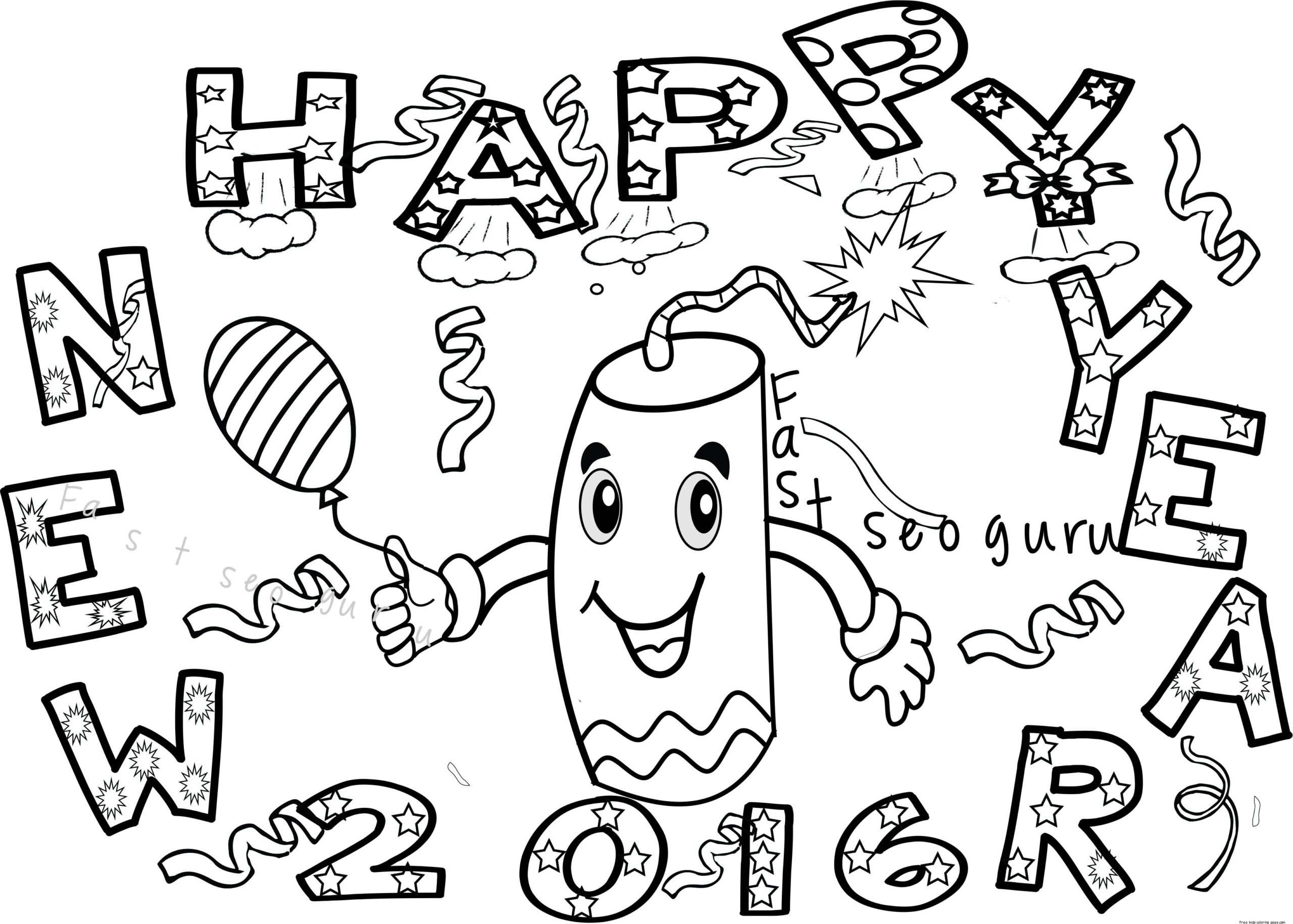 New Year Coloring Pages Printable