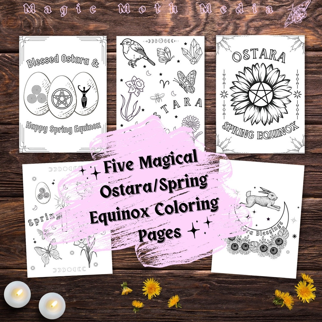 Ostara Coloring Pages 5 Page Printable Coloring Book Pagan Sabbat Activities Witchcraft Coloring