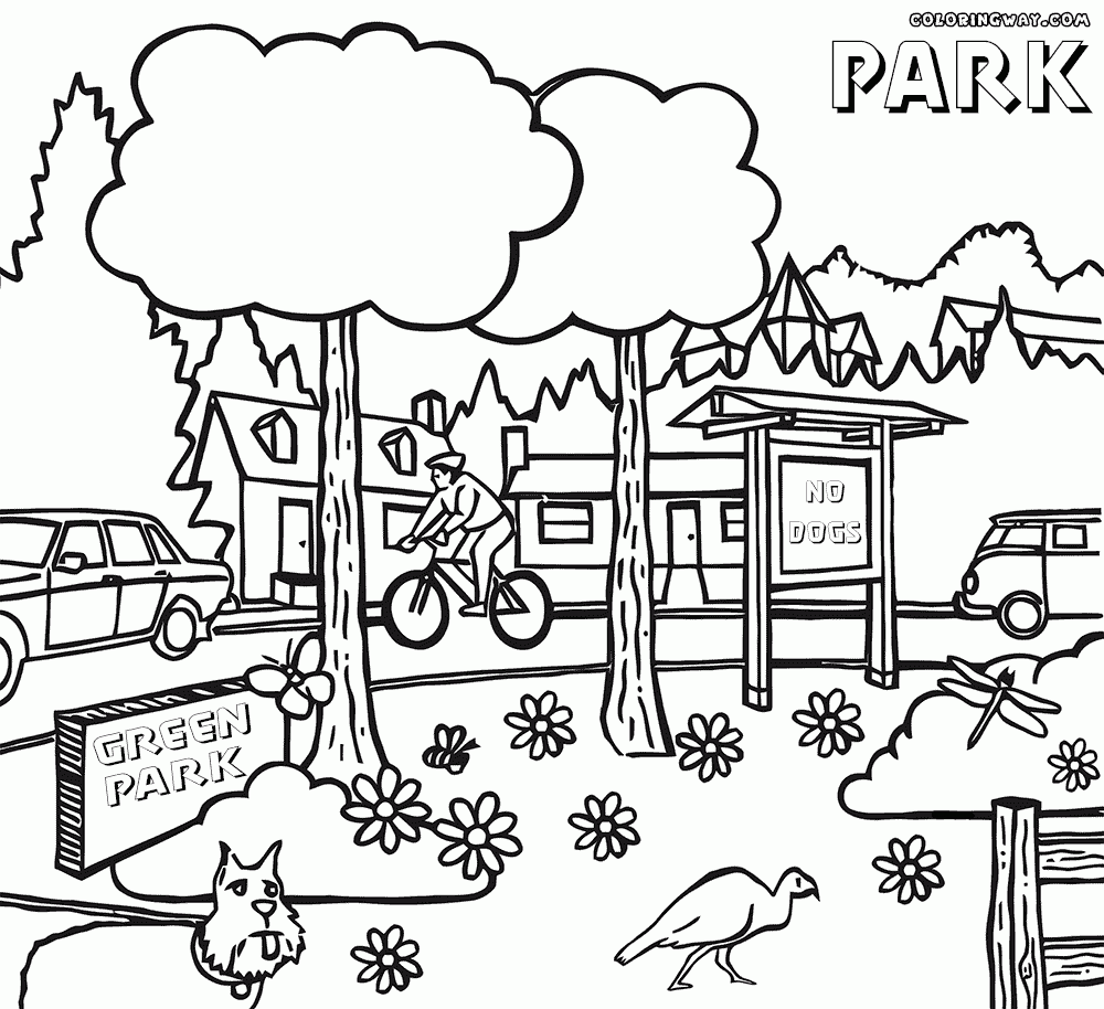 Park Coloring Page Coloring Home