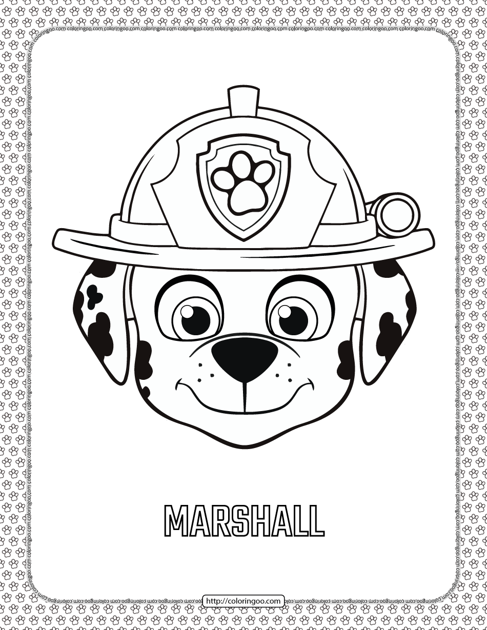 Paw Patrol Cartoon Marshall Head Coloring Page