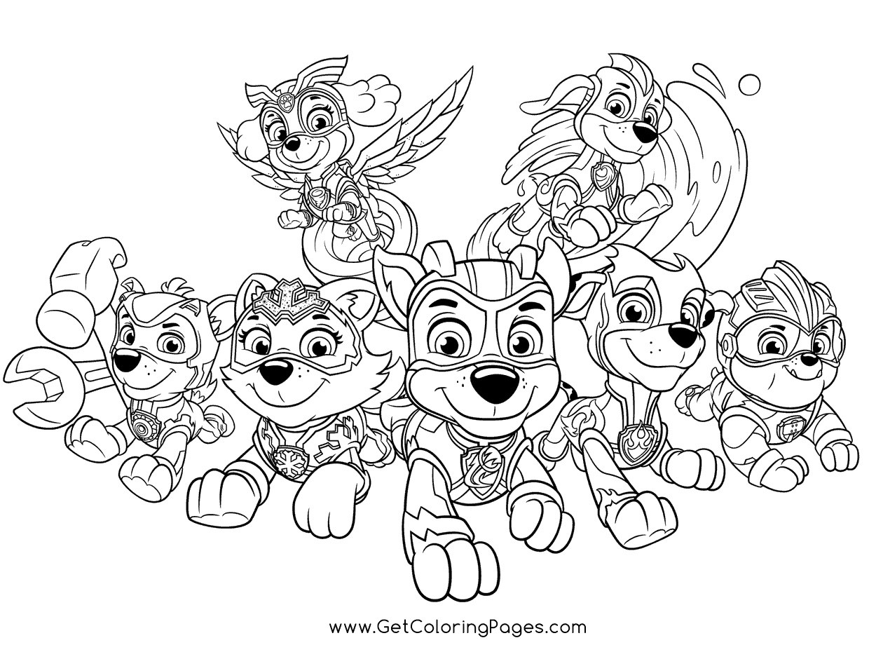 Paw Patrol Mighty Pups Coloring Pages Printable For Free Download