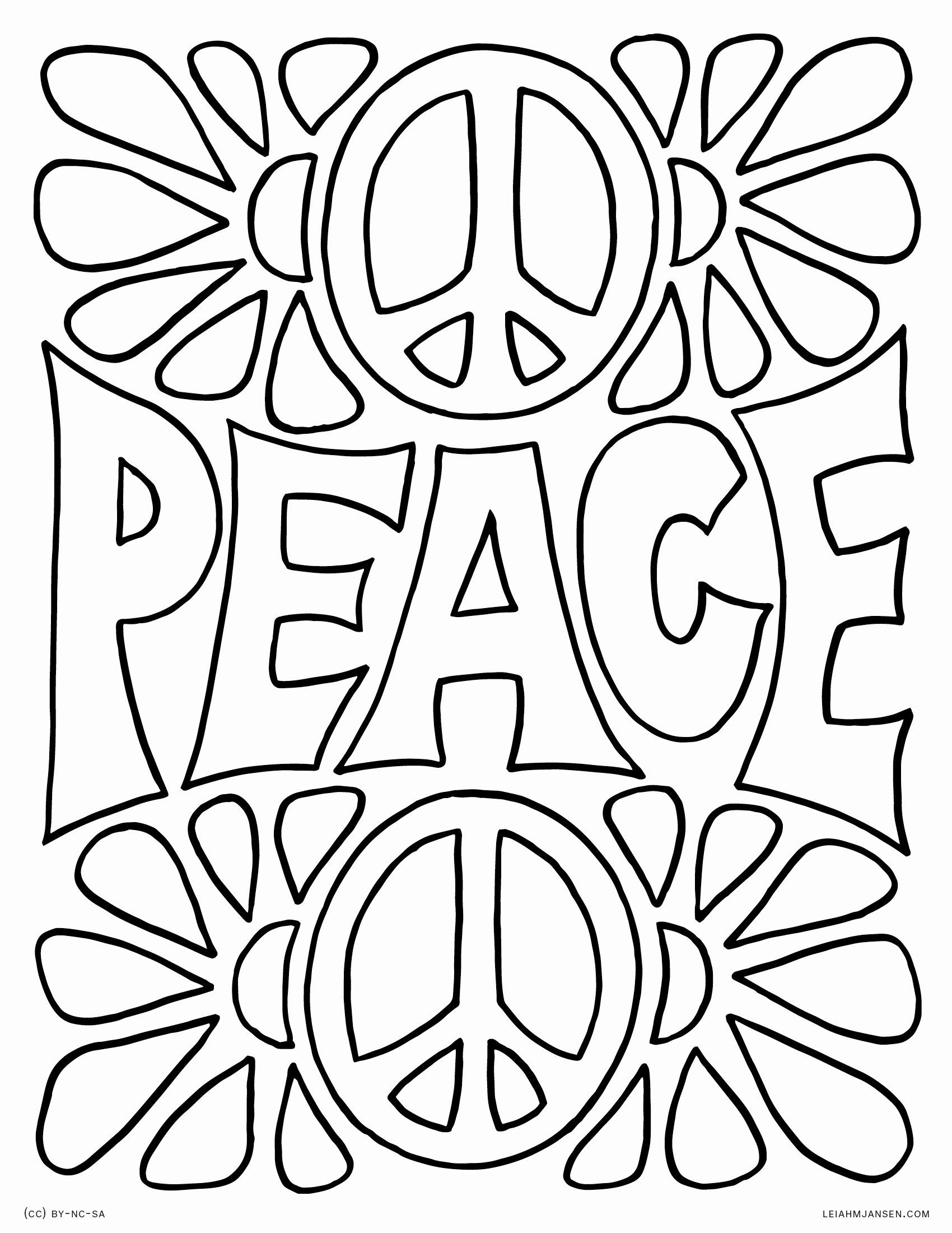 Peace Sign Coloring Pages Free Download Gambr Co