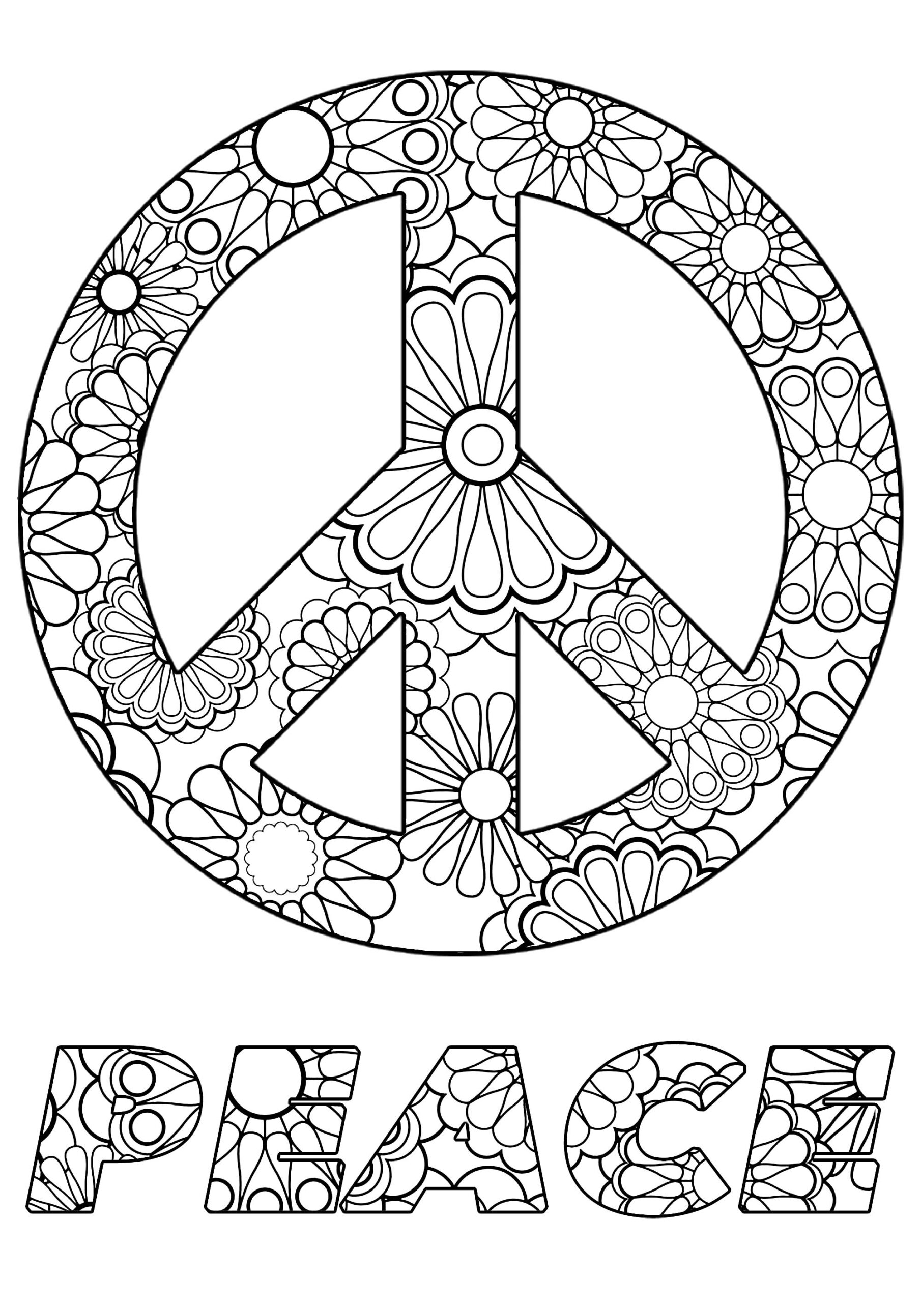 Peace Sign Coloring Sheet Free Printable Templates