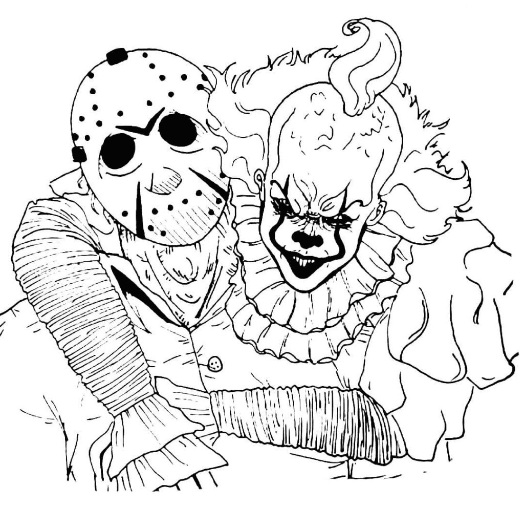 Pennywise And Jason Coloring Page Free Printable Coloring Pages