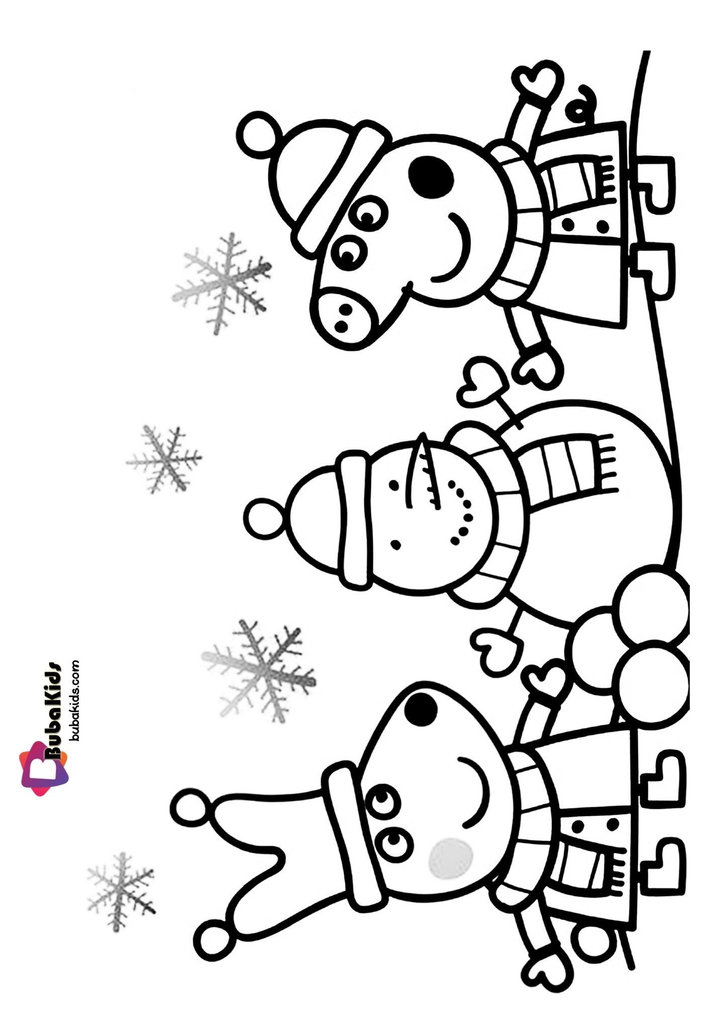 Peppa Pig Happy Christmas Coloring Page BubaKids
