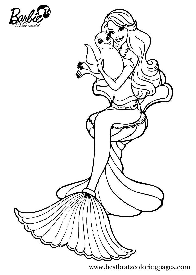 Mermaid Barbie Coloring Page