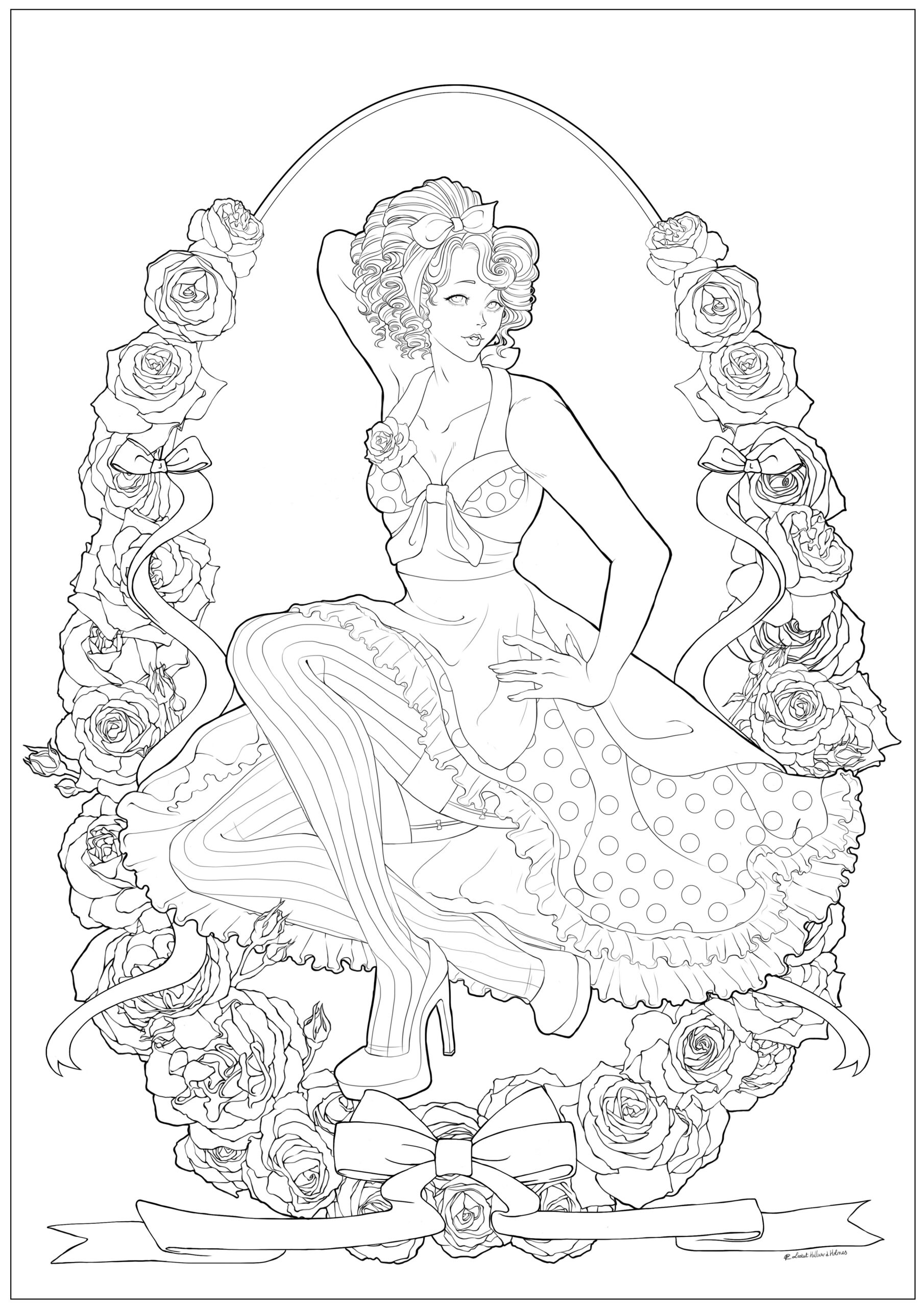 Pin Up Vintage Coloring Pages For Adults
