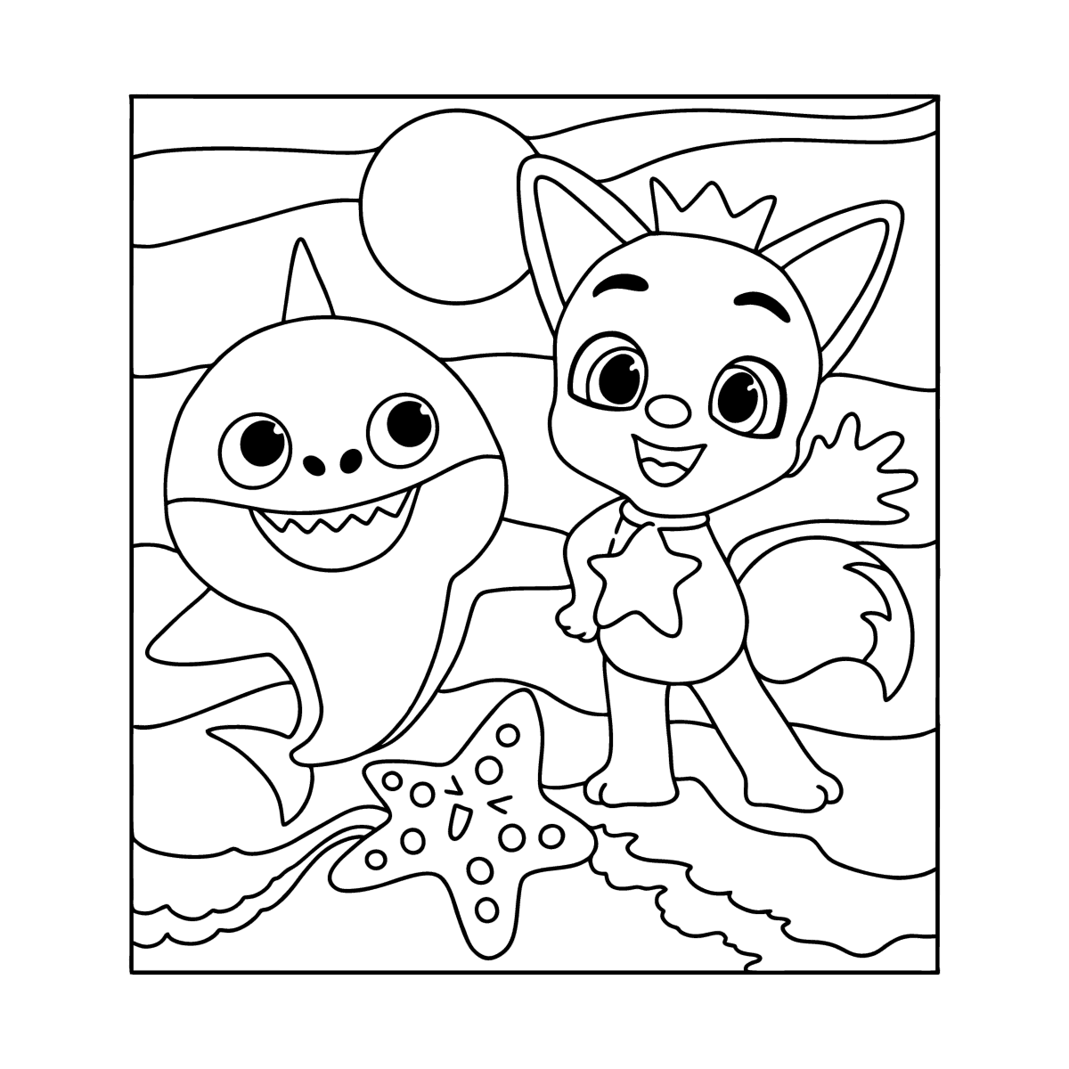 Pinkfong And Baby Shark Coloring Sheet Printable Theme Sketch Coloring Page