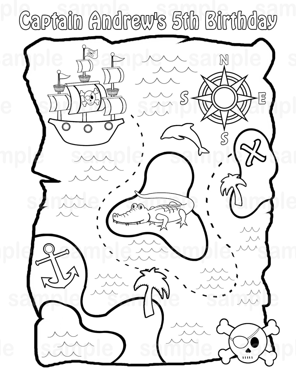Pirate Treasure Map Coloring Pages Coloring Home