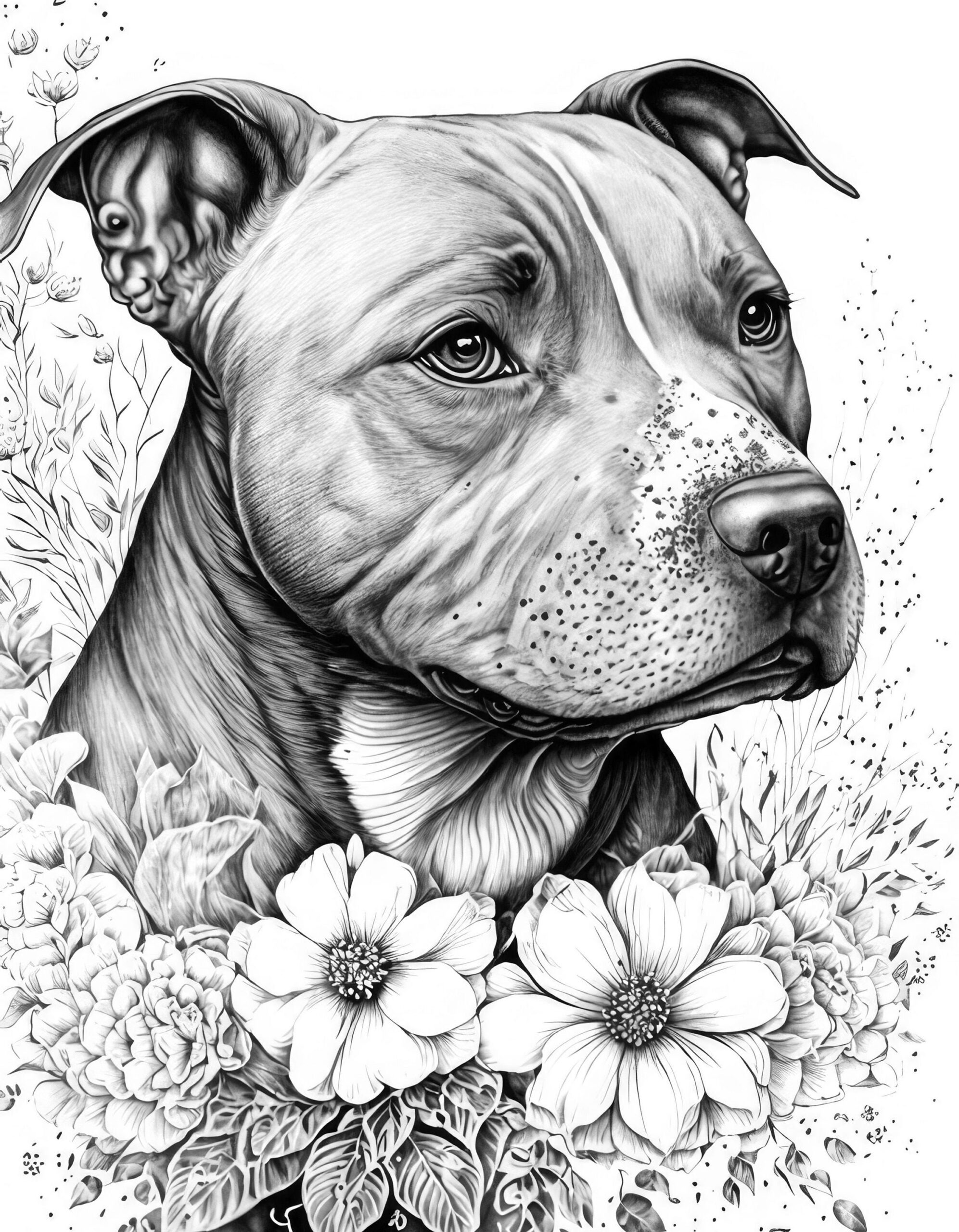 Pit Bull Terrier Adult Coloring Sheet AI Generated Coloring Page Of A Staffordshire Terrier